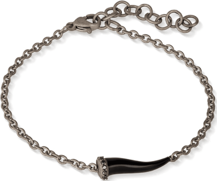 MANO J - BRACCIALE CHARMS CON CORNETTO IN TITANIO, 5 BLACK E CATENA