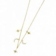 MARLU'-COLLANA LUNE E ROSA DEI VENTI PENDENTI PVD ORO