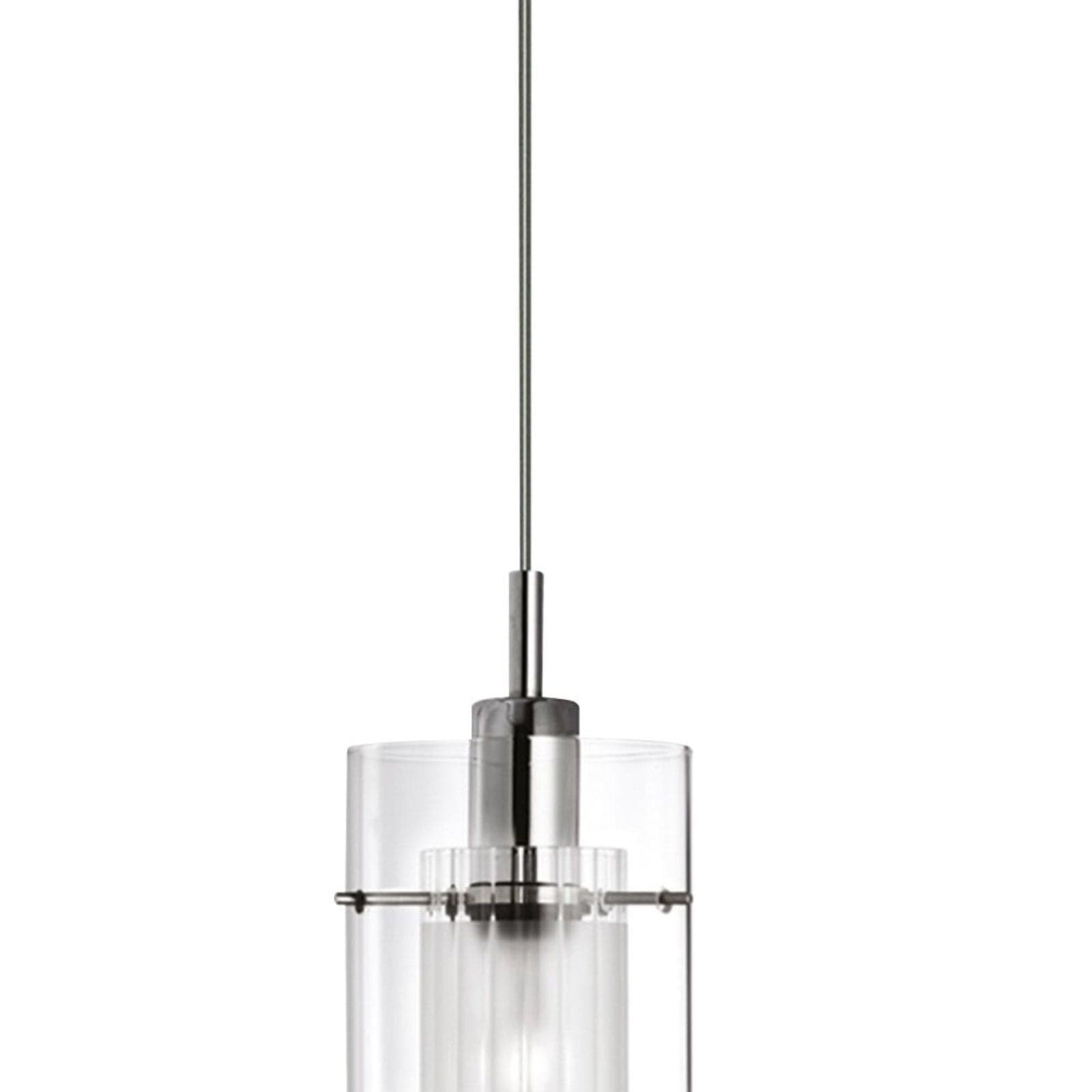 Sospensione Contemporanea Duo 1 Acciaio Argento Vetro Cromo 1 Luce E14 in Lampade a sospensione LuceArt - Montecorvino Pugliano, commercioVirtuoso.it