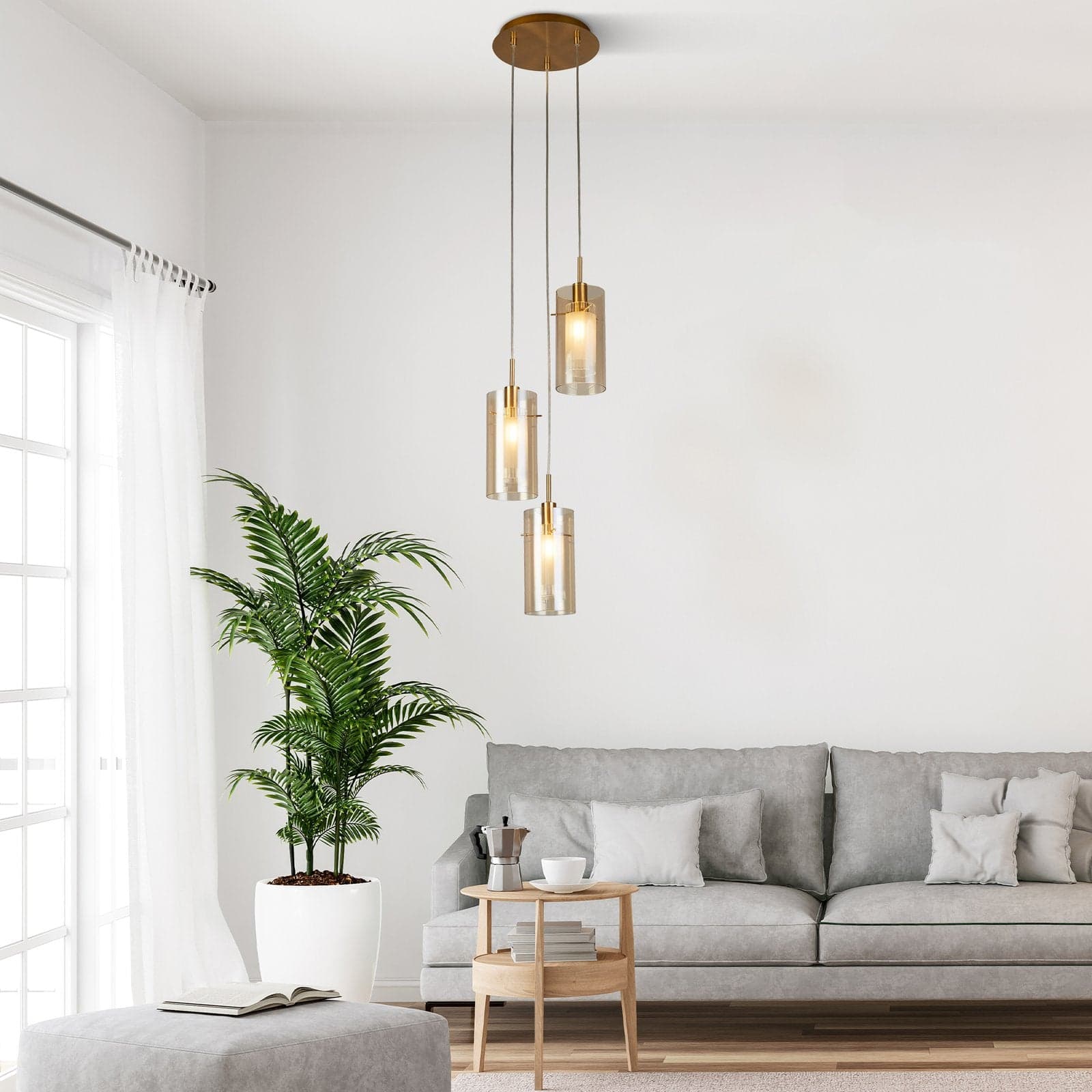 Lampadario Contemporaneo Duetto 3 Acciaio Bronzo Vetro 3 Luci E14 in Lampade a sospensione LuceArt - Montecorvino Pugliano, commercioVirtuoso.it