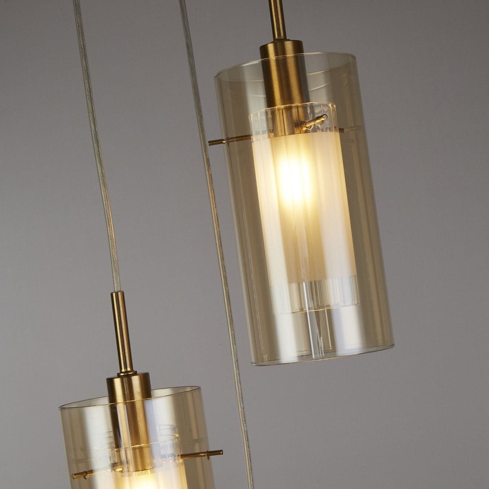 Lampadario Contemporaneo Duetto 3 Acciaio Bronzo Vetro 3 Luci E14 in Lampade a sospensione LuceArt - Montecorvino Pugliano, commercioVirtuoso.it