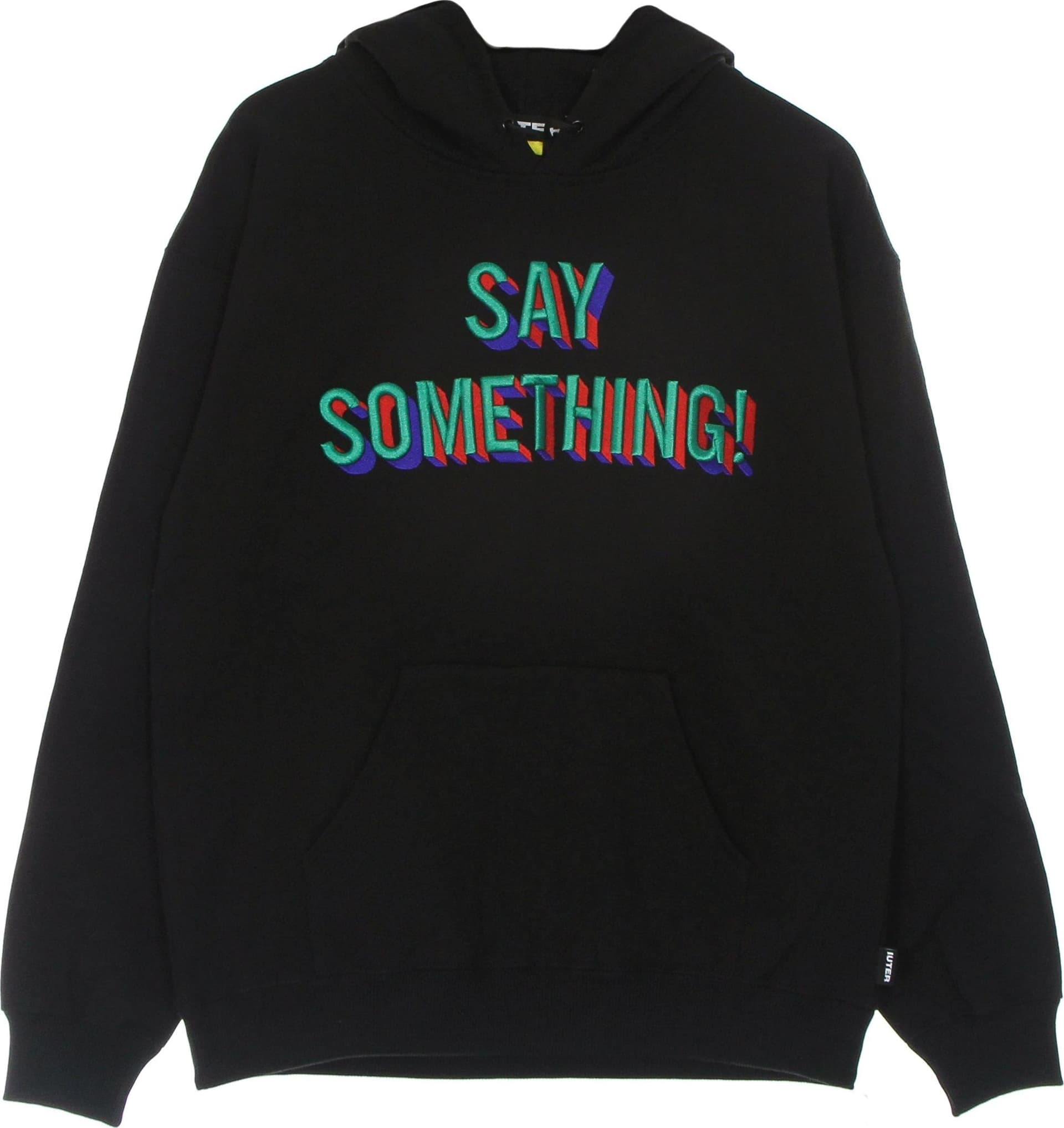 IUTER Felpa Cappuccio Uomo Say Something Hoodie Black