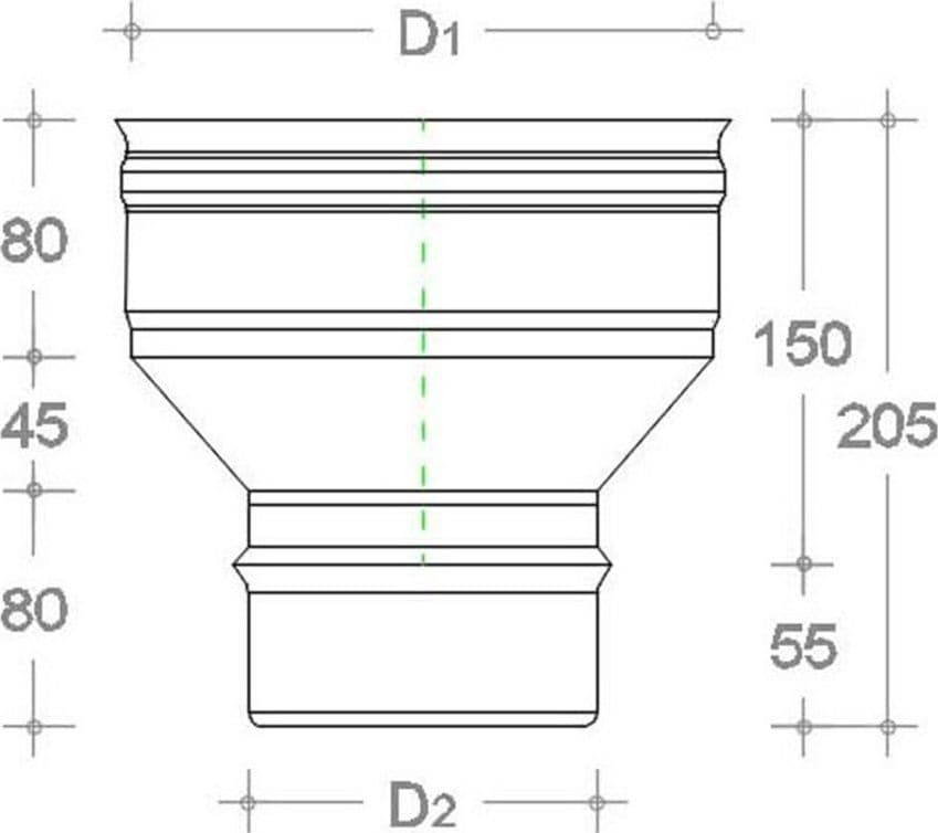 Aumento inox da M 230 a F 250mm spessore 6 decimi AISI 304 in Tubi di scarico Aloiserw.com - Altomonte, commercioVirtuoso.it