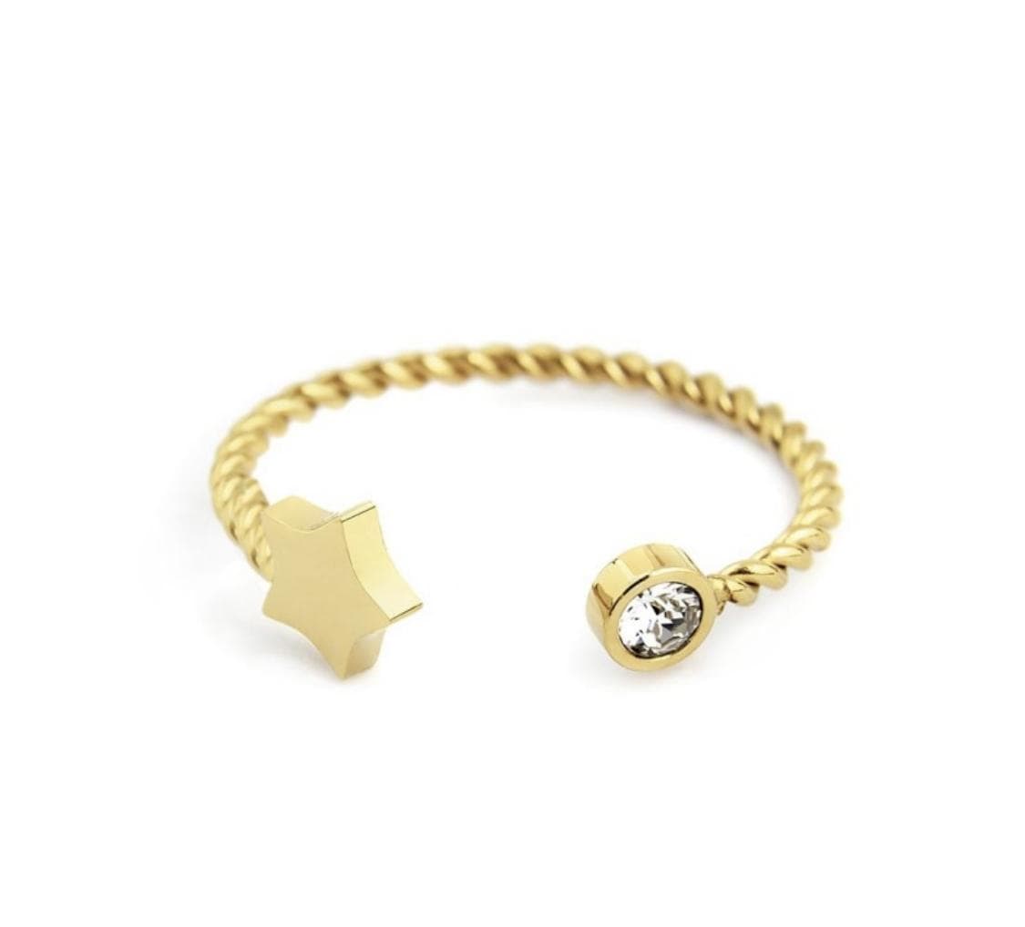 MARLÙ-ANELLO FALANGINA CON STELLA E CRISTALLO BIANCO PVD ORO