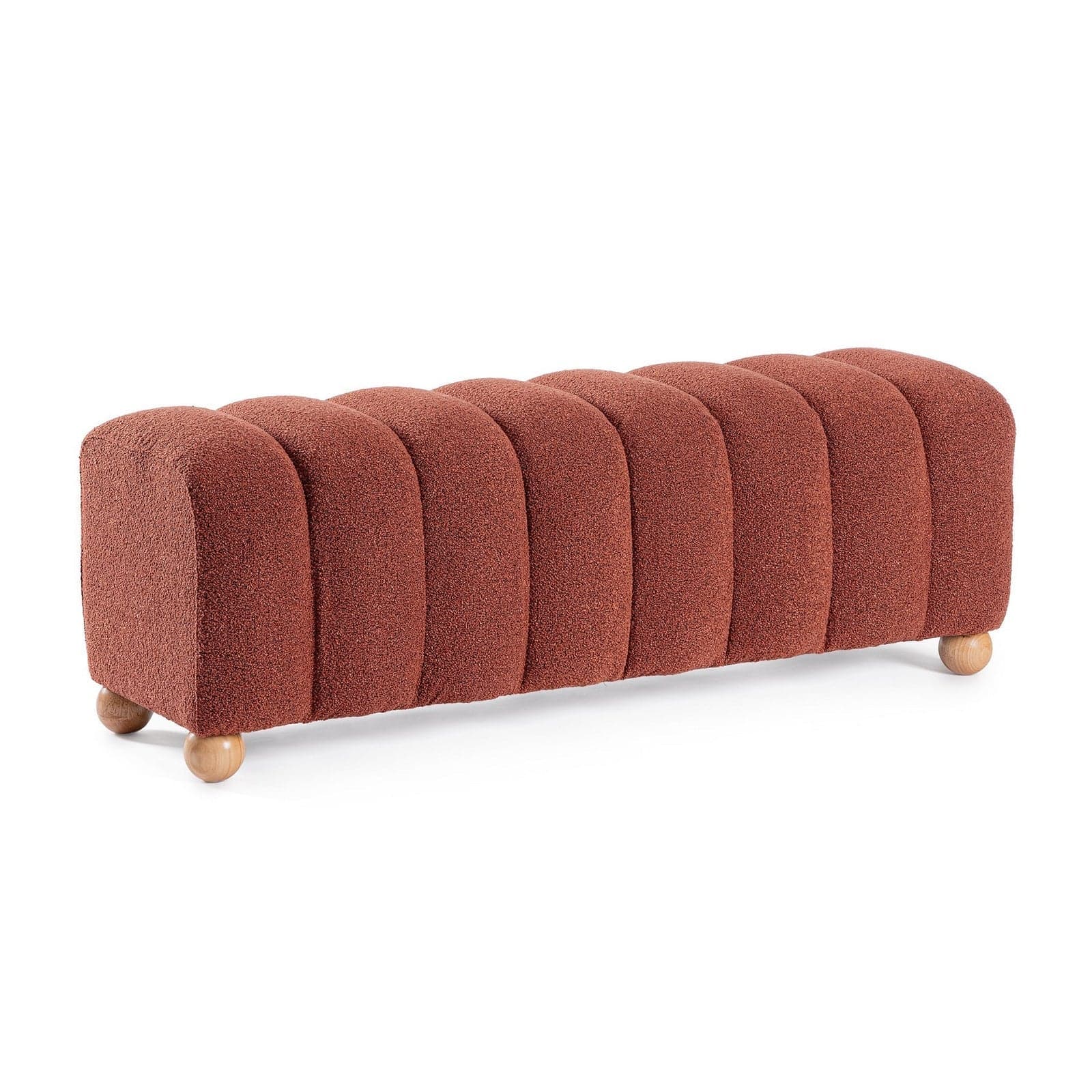 Panca "Zora" struttura in MDF rivestimento in poliestere effetto boucle' - 10
