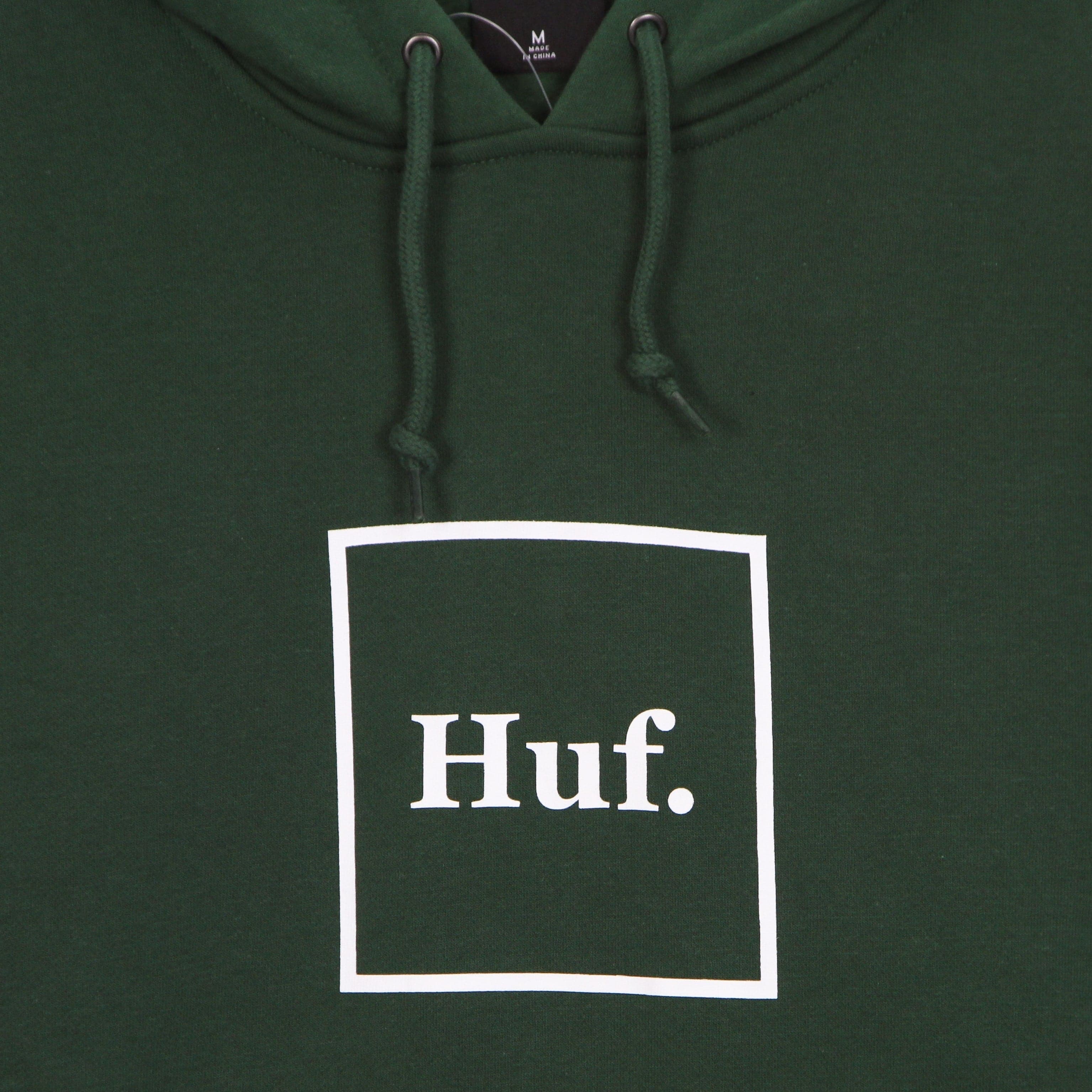 HUF Felpa Cappuccio Uomo Box Logo Dark Green da uomo in Felpe con cappuccio Drestige - Casamassima, commercioVirtuoso.it