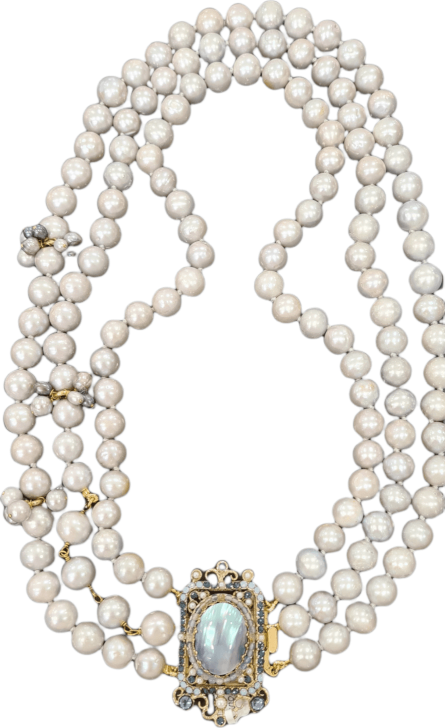 VINTAGE BIJOUX - Collana multifilo perla grigia