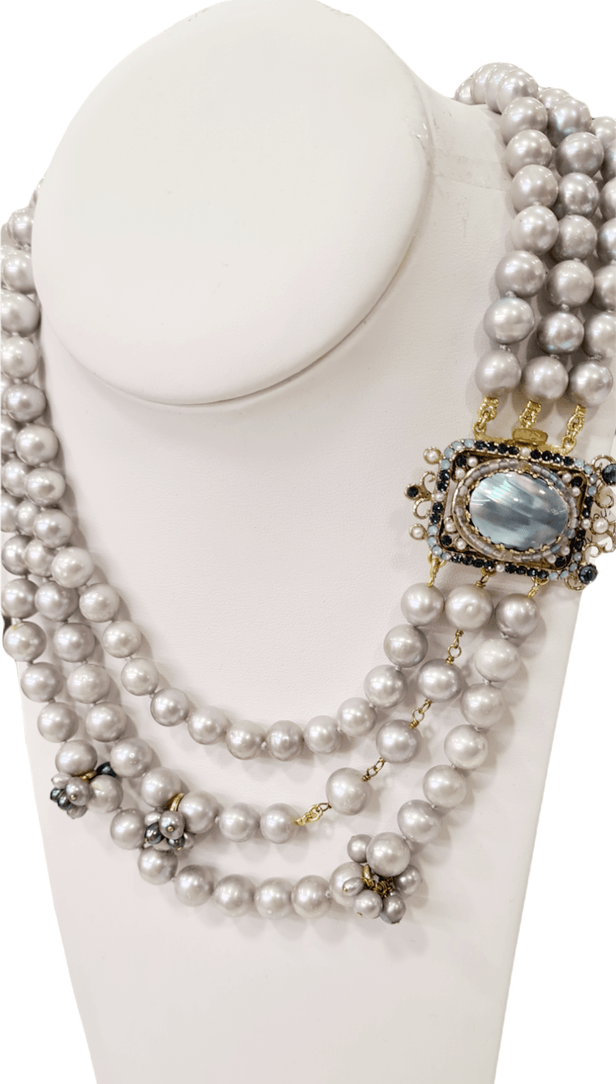 VINTAGE BIJOUX - Collana multifilo perla grigia in Collane Alba Gioielli - Casoria, commercioVirtuoso.it