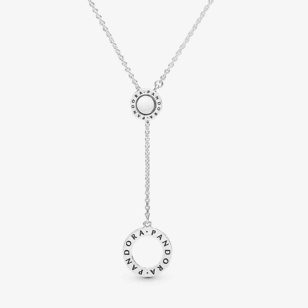 Pandora Collana a Y con cerchio, pavé e logo Pandora in Collane Alba Gioielli - Casoria, commercioVirtuoso.it