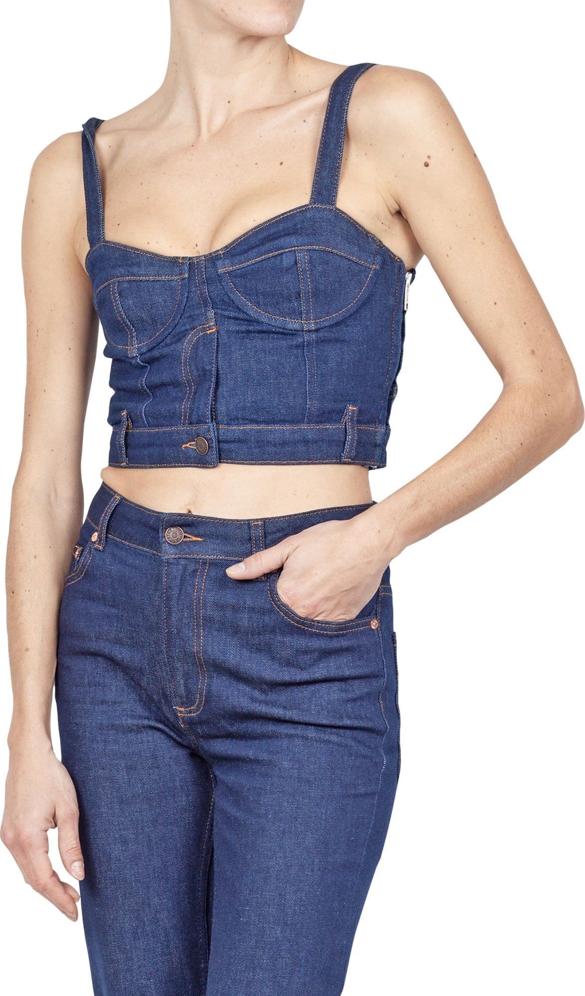 MO5CH1NO JEANS - MOSCHINO MO5CH1NO JEANS - Moschino - Crop top - 430111 - Denim da donna in Pantaloni Drestige - Casamassima, commercioVirtuoso.it
