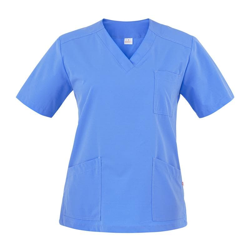 Casacca Sonia Azzurro Casacca Donna Infermiera Medicale Collo a V No Stiro Microfibra Superleggera in Uniformi sanitarie - giacche Dresswork - Como, commercioVirtuoso.it