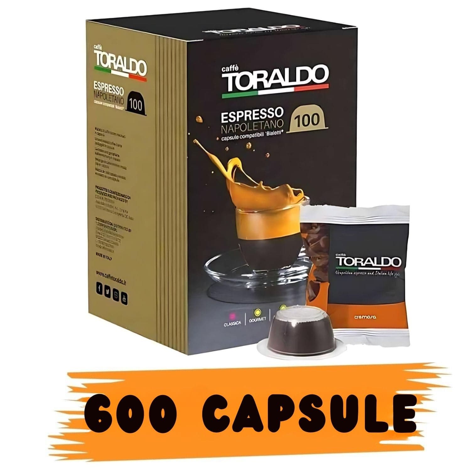 Caffè Toraldo Miscela Cremosa 600 Capsule Compatibile Bialetti