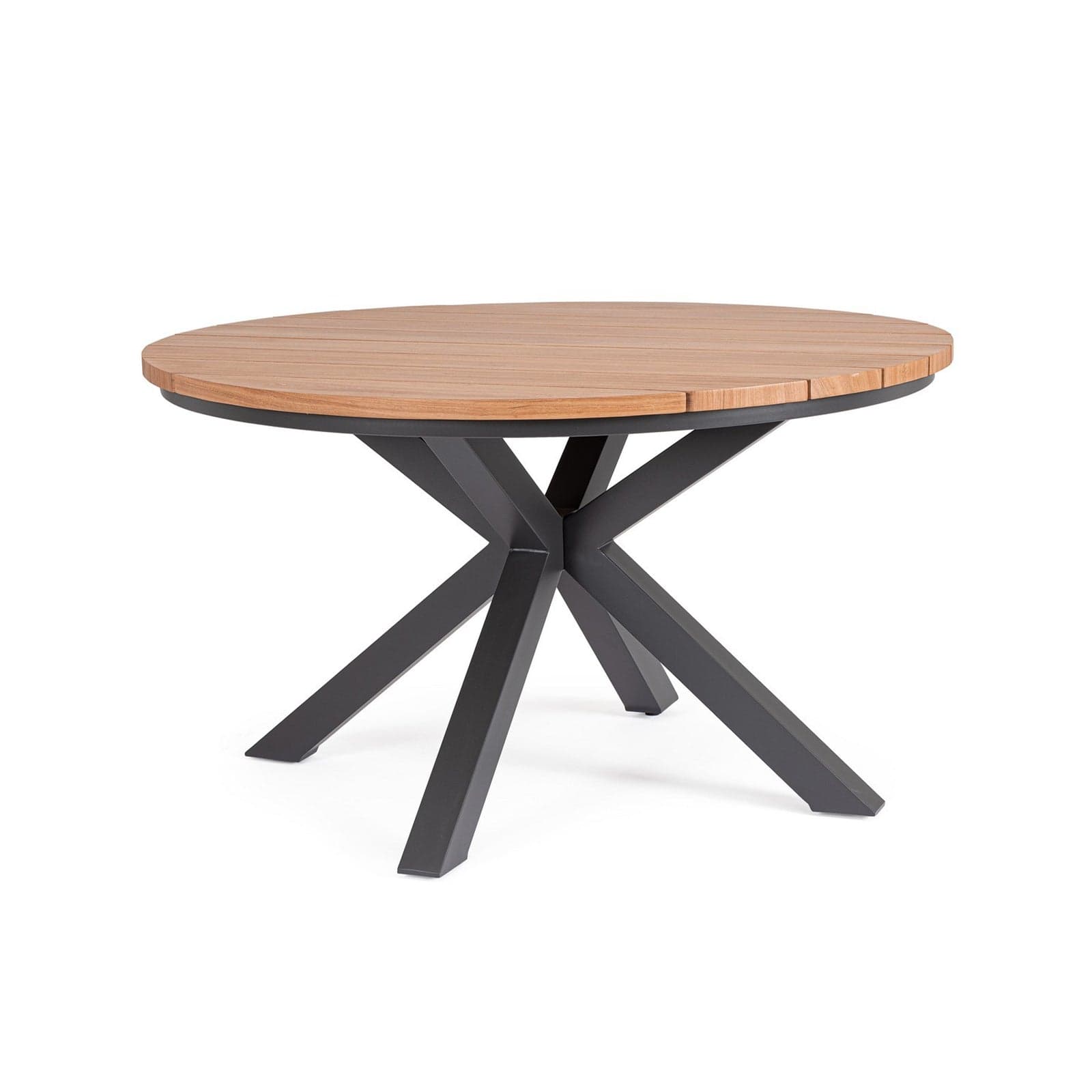 Tavolo "Zelmar" struttura in alluminio verniciato a polvere piano effetto legno per arredo casa - 6