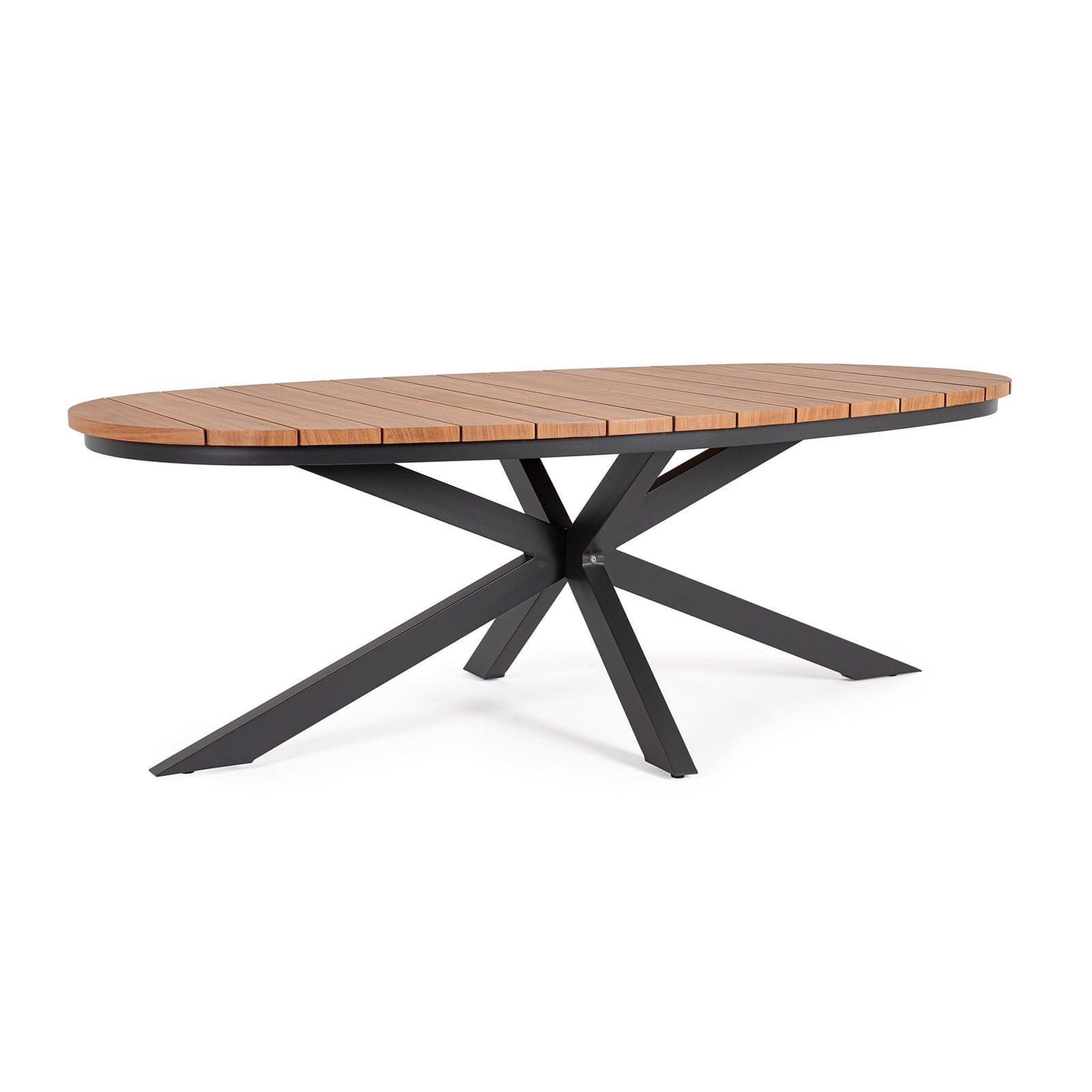 Tavolo "Zelmar" struttura in alluminio verniciato a polvere piano effetto legno per arredo casa - 7