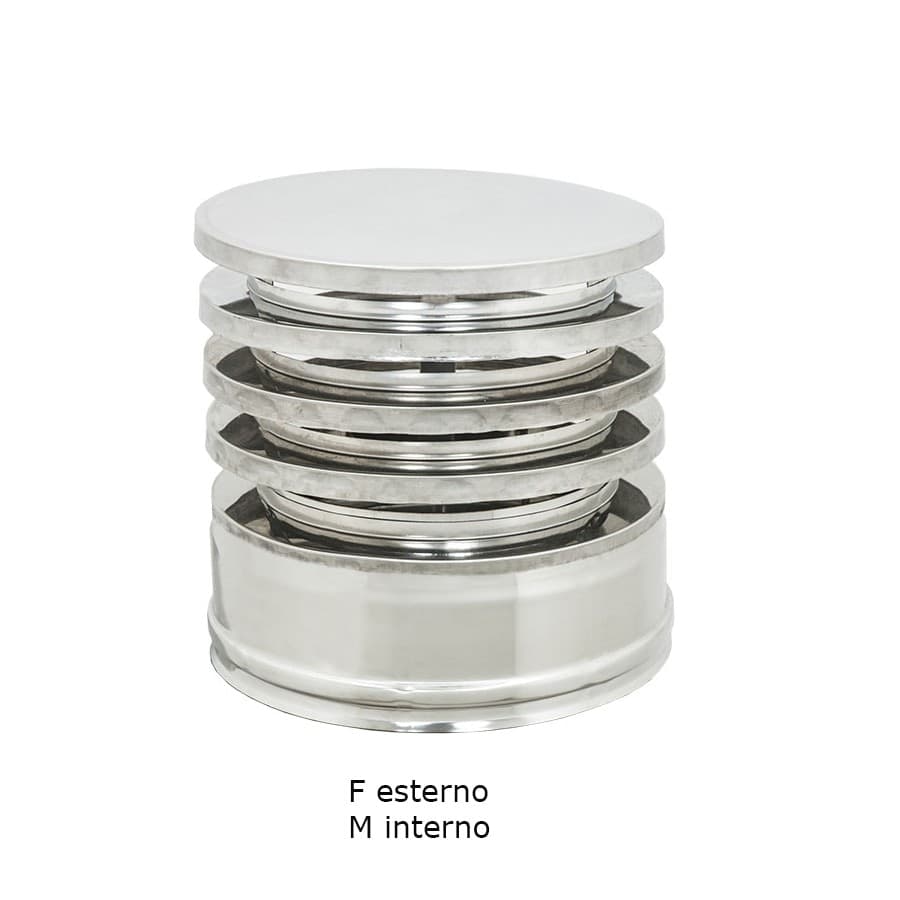 Fumaiolo da 150-200mm tipo Zara di acciaio inox AISI 304 base tonda doppia parete in Tubi di scarico Aloiserw.com - Altomonte, commercioVirtuoso.it