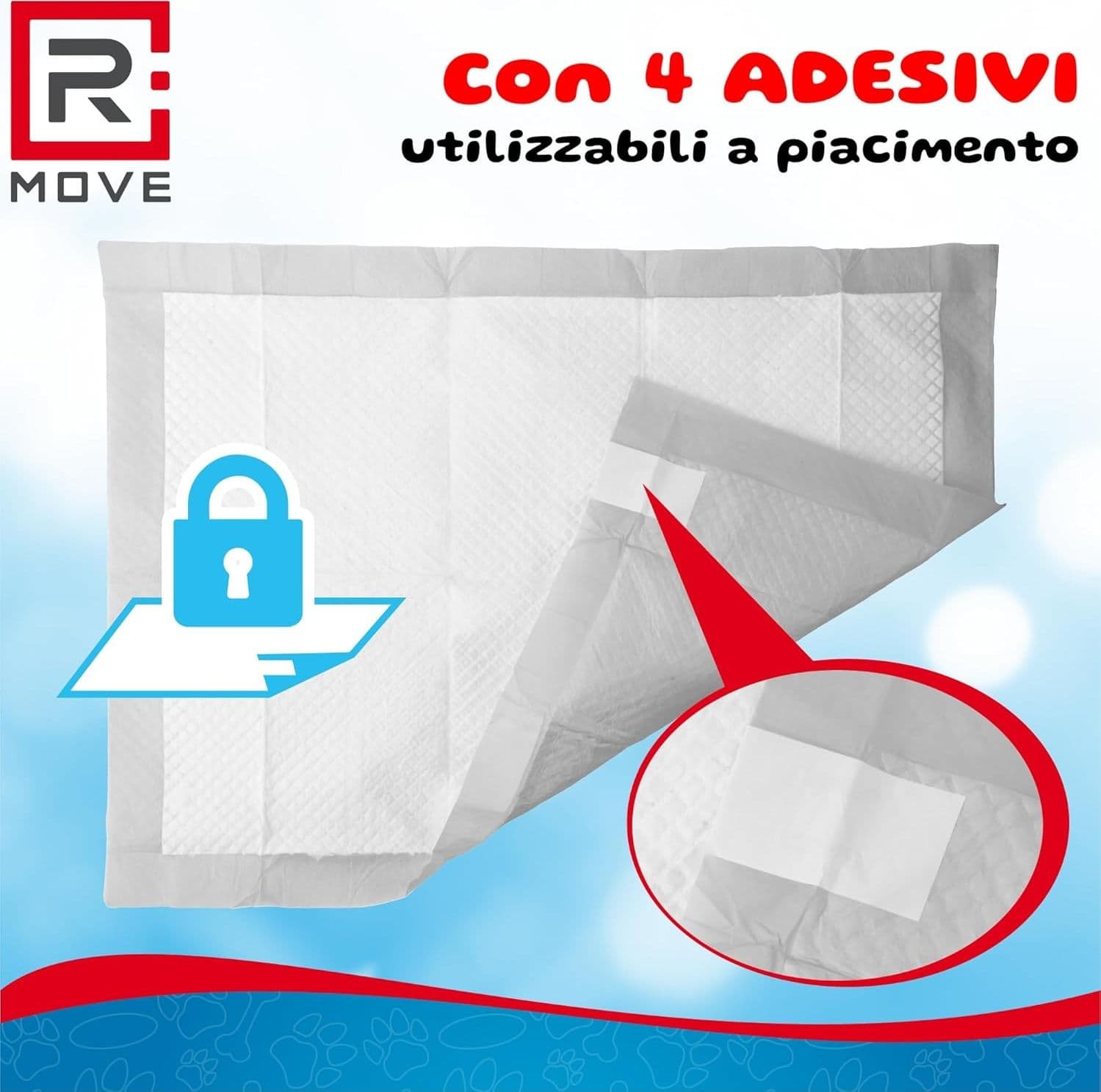 RMOVE - 1CNF/40PZ  - Tappetini Igienici Animali Con Adesivi 60X90cm in Pannolini e mutande igieniche Ecoprice.it - Avellino, commercioVirtuoso.it