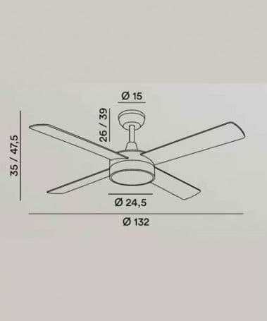 Ventilatore - struttura in metallo colore bianco opaco in Ventilatori da soffitto con lampada Brilla Luce - Sarzana, commercioVirtuoso.it