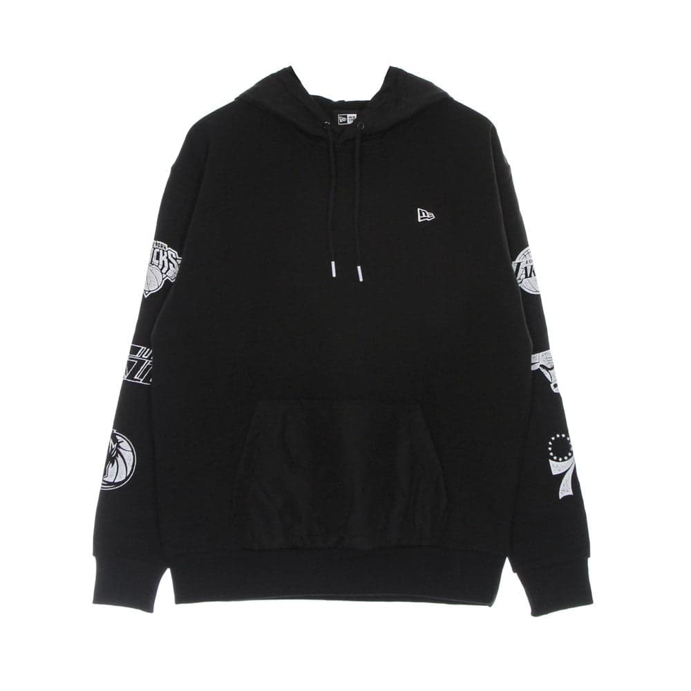 NEW ERA Felpa Cappuccio Uomo Nba Distressed Sleeve Print Hoodie Black