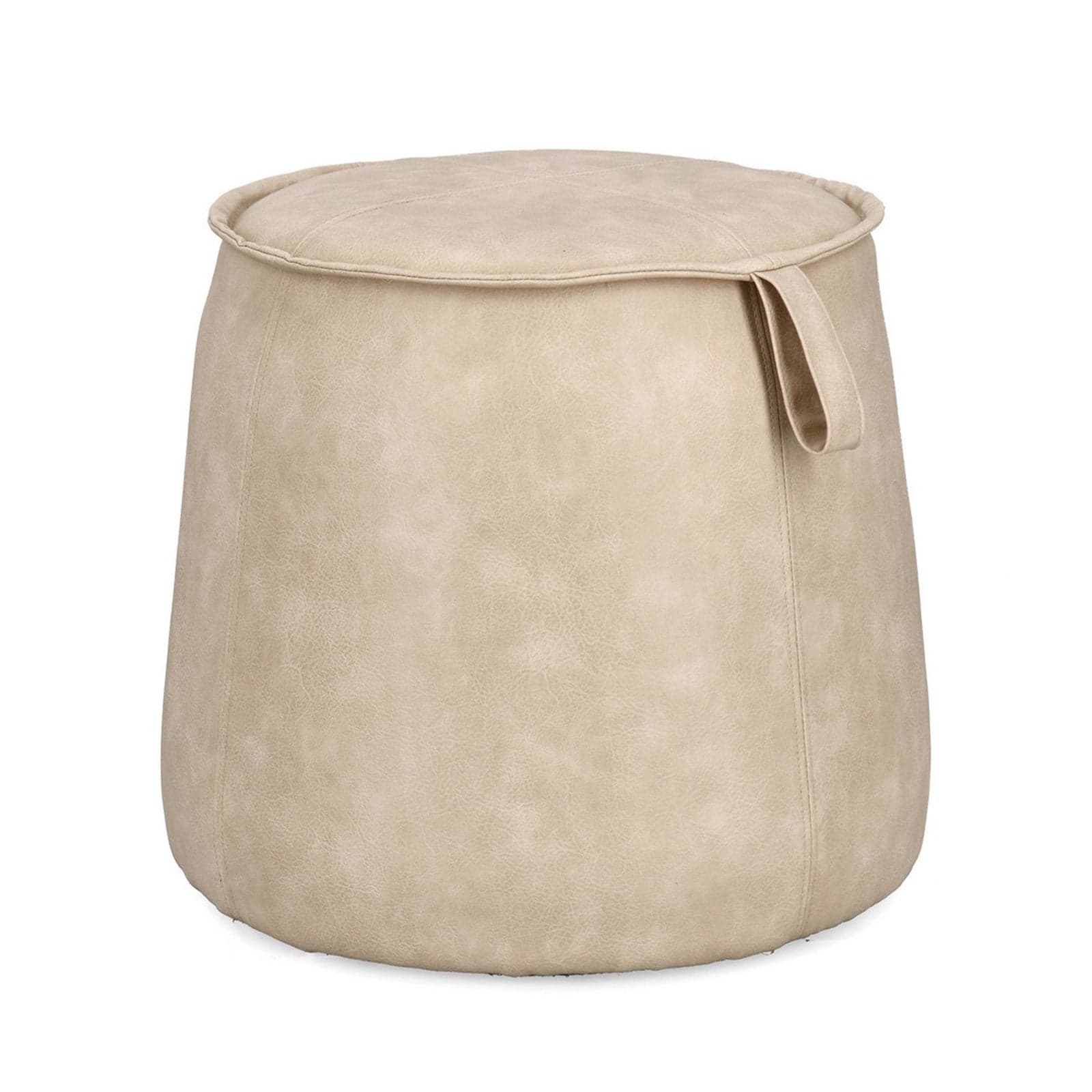 Pouf "Rudina" struttura in MDF rivestimento in semi pelle per interno – Avorio – Bizzotto Homemotion