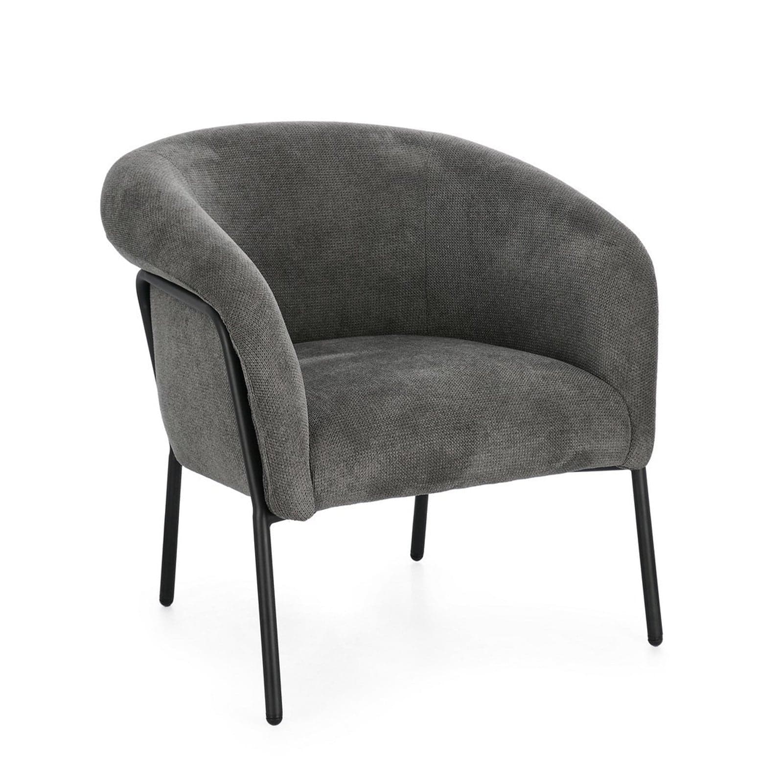 Poltrona "Camila" seduta in compensato e rivestimento in poliestere per interno – Grigio Scuro – Bizzotto Homemotion