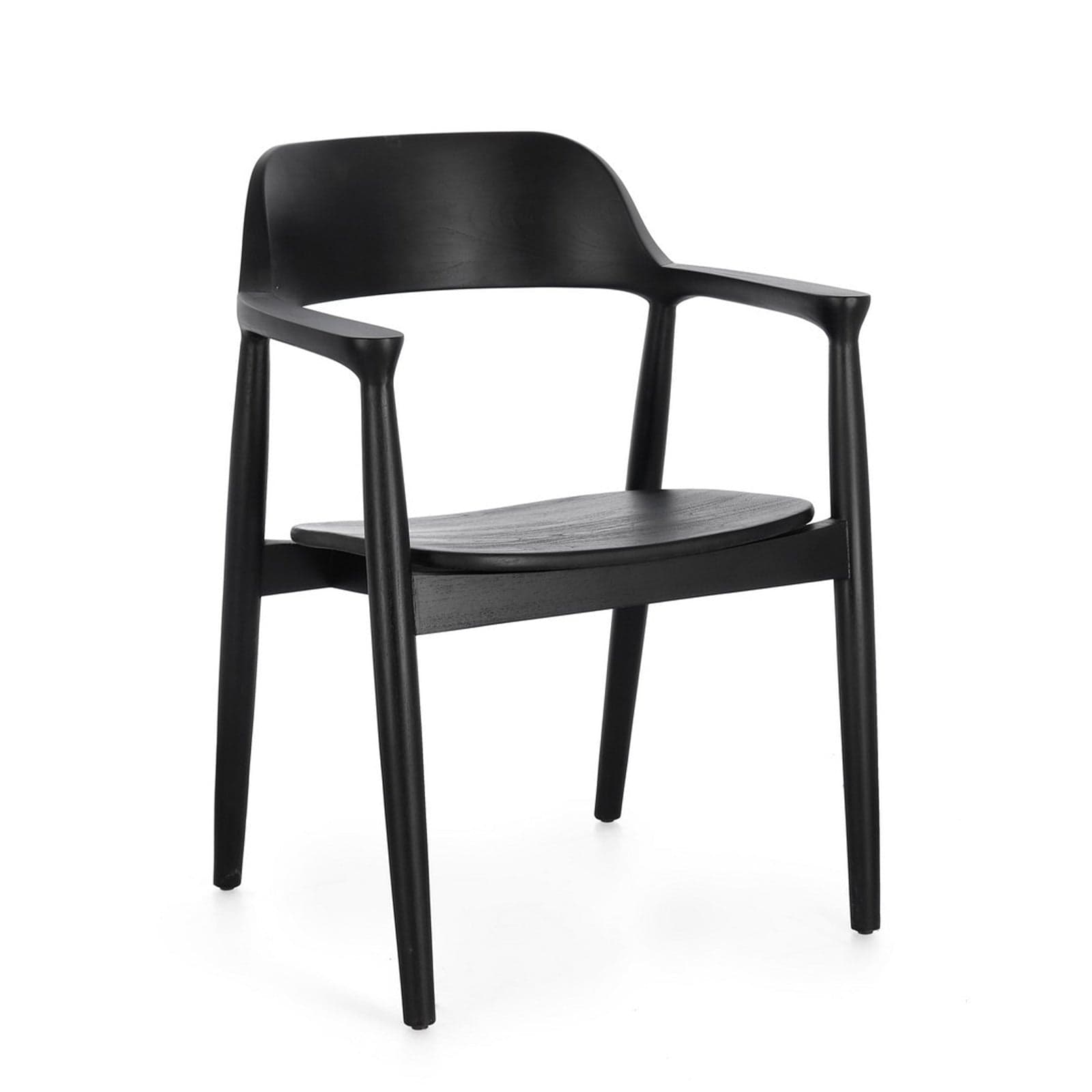Sedia "Idris" in legno teak con braccioli colore nero da interno - 4
