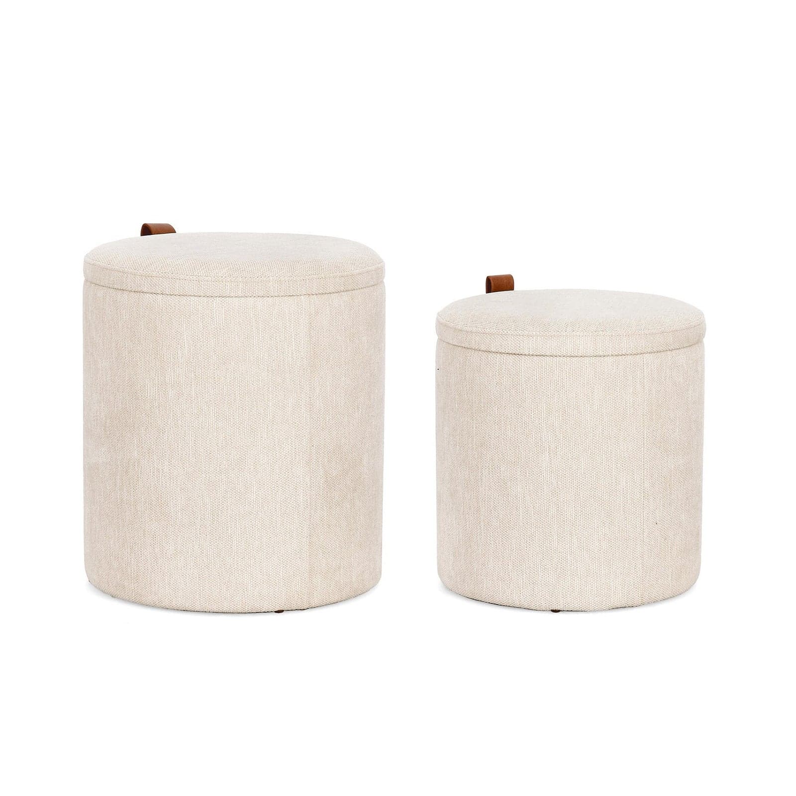 Pouf "Katia" contenitore struttura in MDF rivestimento in poliestere per interno set da 2 – Naturale – Bizzotto Homemotion
