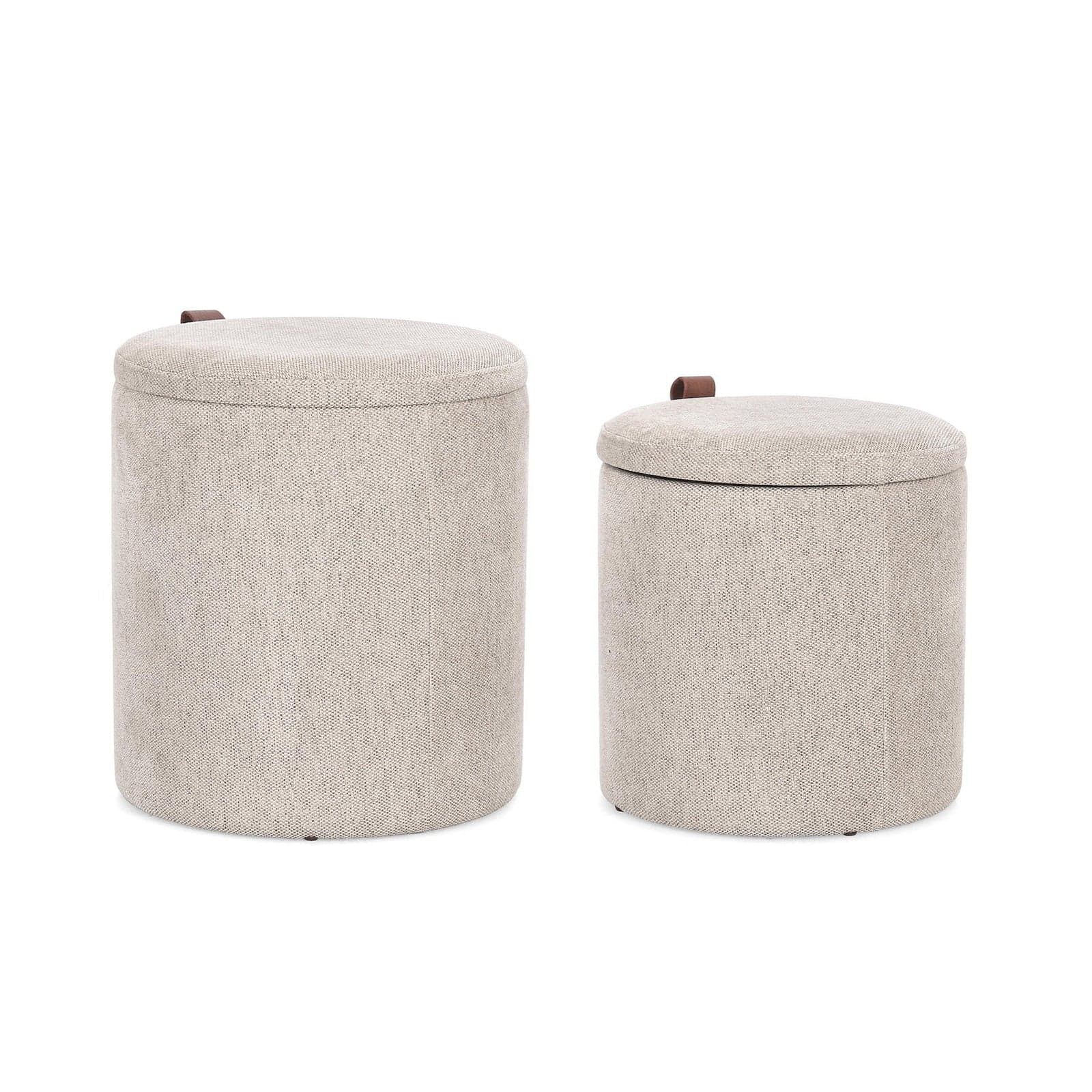 Pouf "Katia" contenitore struttura in MDF rivestimento in poliestere per interno set da 2 – Grigio Chiaro – Bizzotto