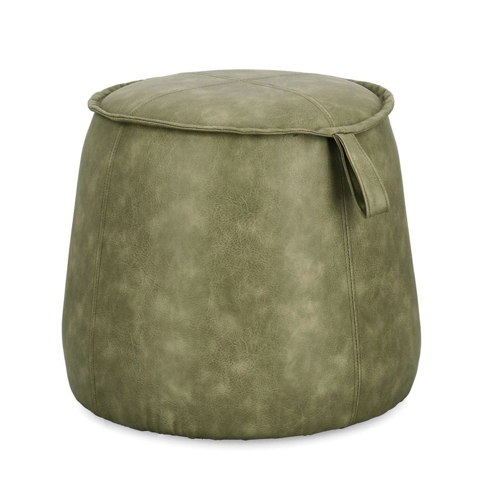 Pouf "Rudina" struttura in MDF rivestimento in semi pelle per interno – Oliva – Bizzotto Homemotion