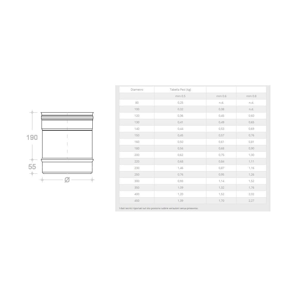 Tubo acciaio inox 200 x 250mm 5 decimi AISI 304 in Tubi di acciaio INOX Aloiserw.com - Altomonte, commercioVirtuoso.it