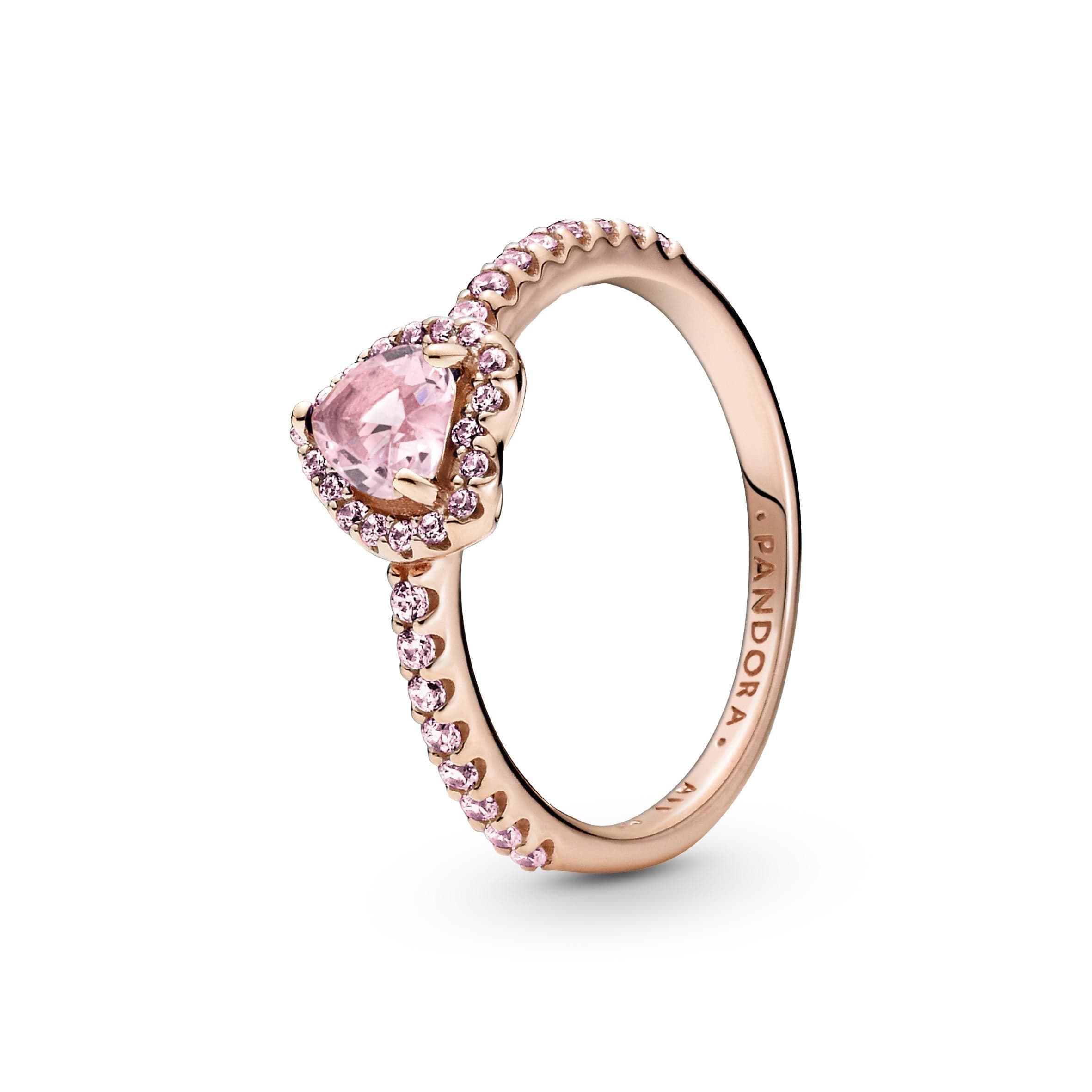 PANDORA - Anello Cuore in rilievo scintillante Rose gold and orchid pink