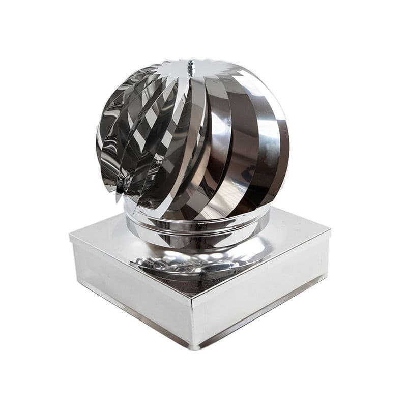 Fumaiolo da 25x25cm base quadra tipo radiante eolico inox AISI 304