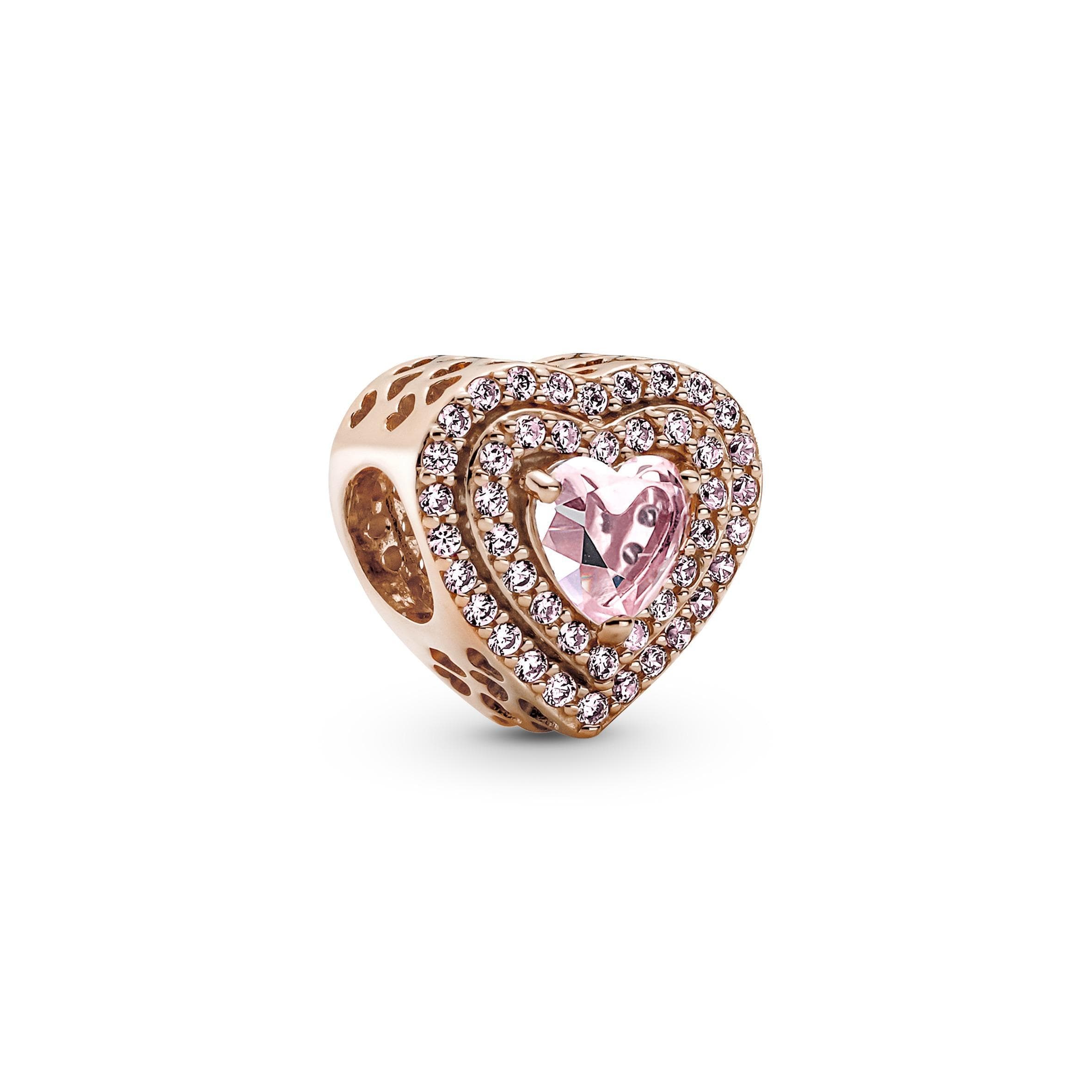 PANDORA  - Charm a cuore in rilievo scintillante