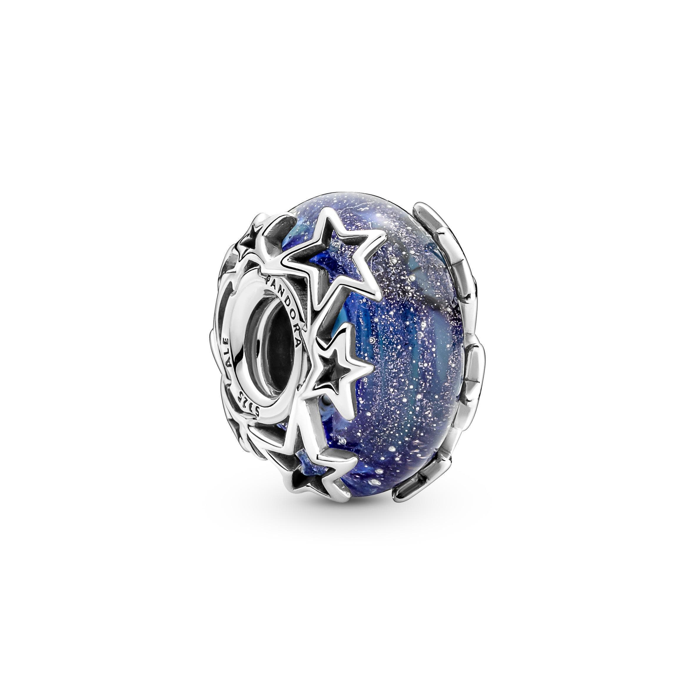 PANDORA  - Charm in vetro di Murano Galassia blu e stella