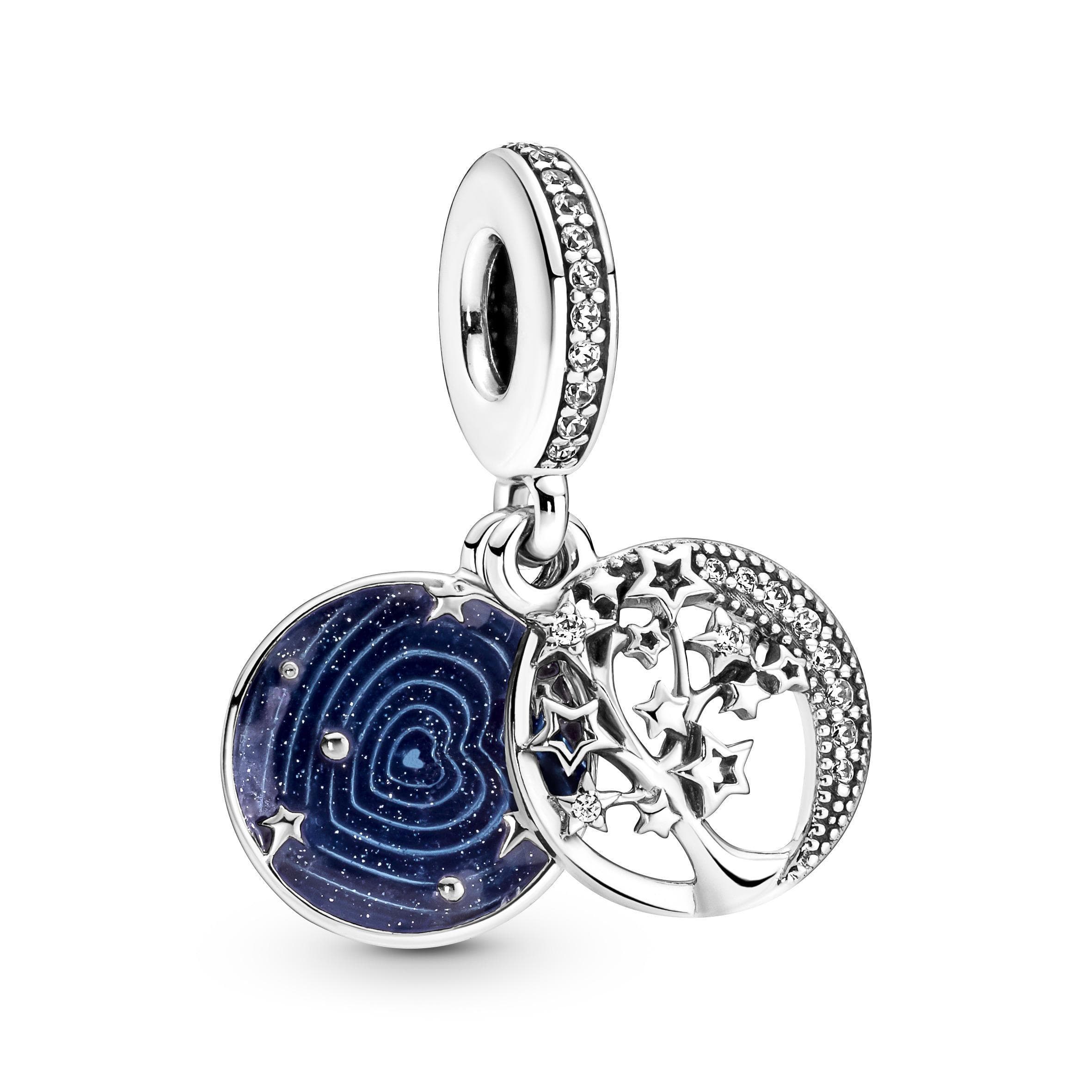 PANDORA - Charm pendente doppio Albero, luna e galassia