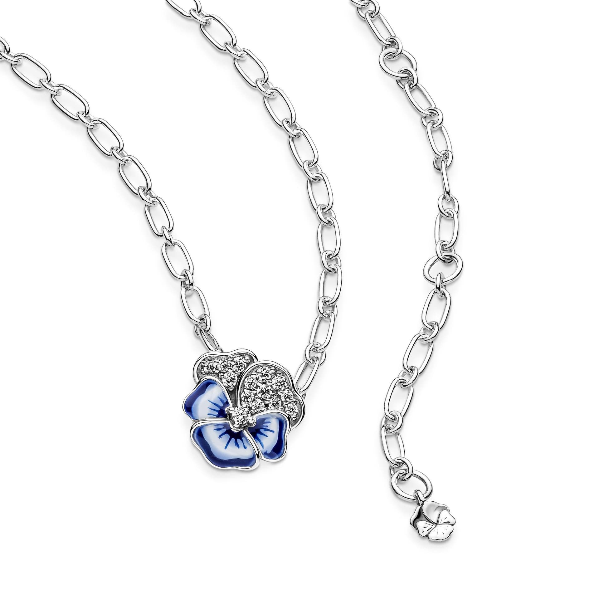 PANDORA - Collana Pendente Viola del Pensiero Blu Luminsa in Collane Alba Gioielli - Casoria, commercioVirtuoso.it