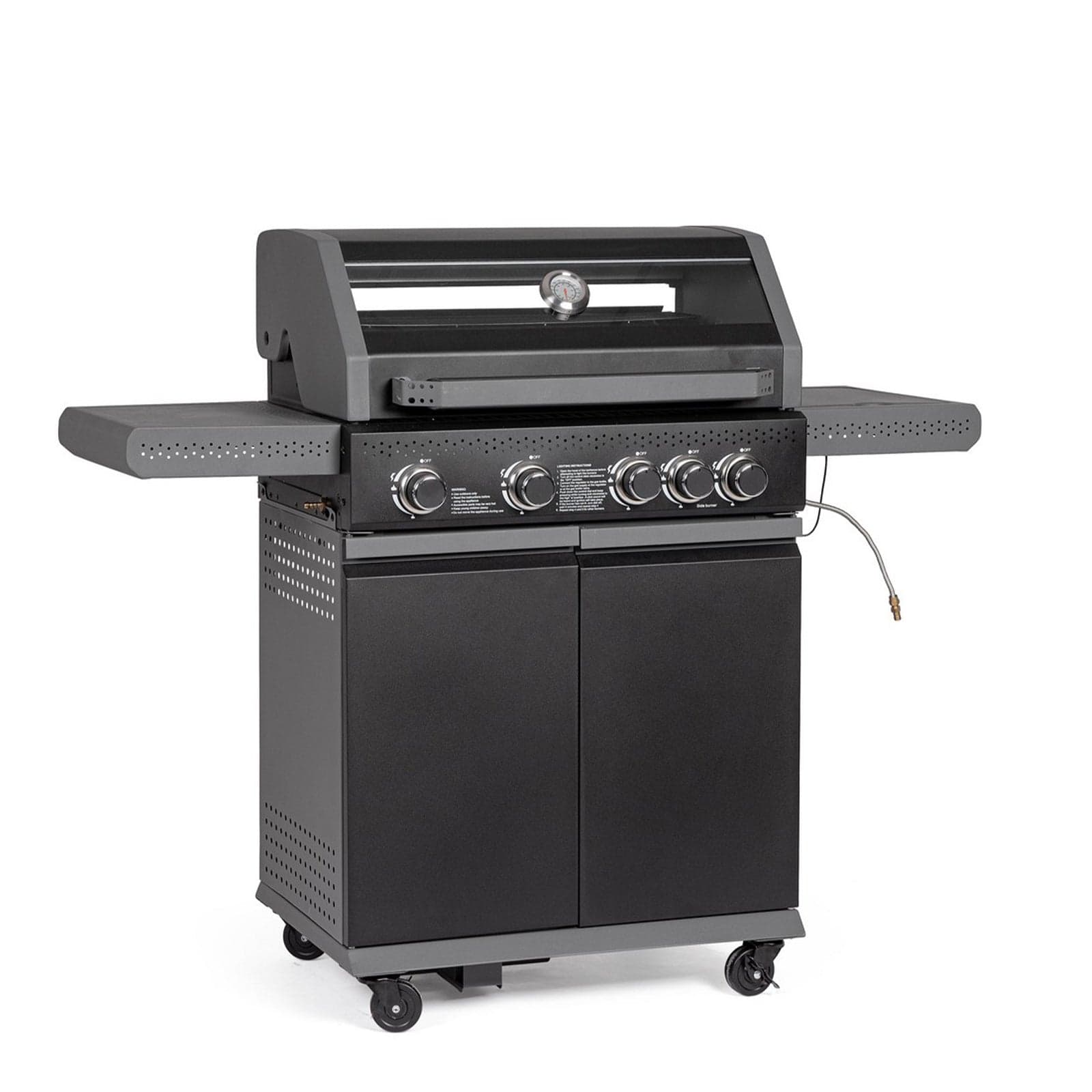 Barbecue a gas "Aleandro" con 5 bruciatori superfice di cottura in ghisa smaltata