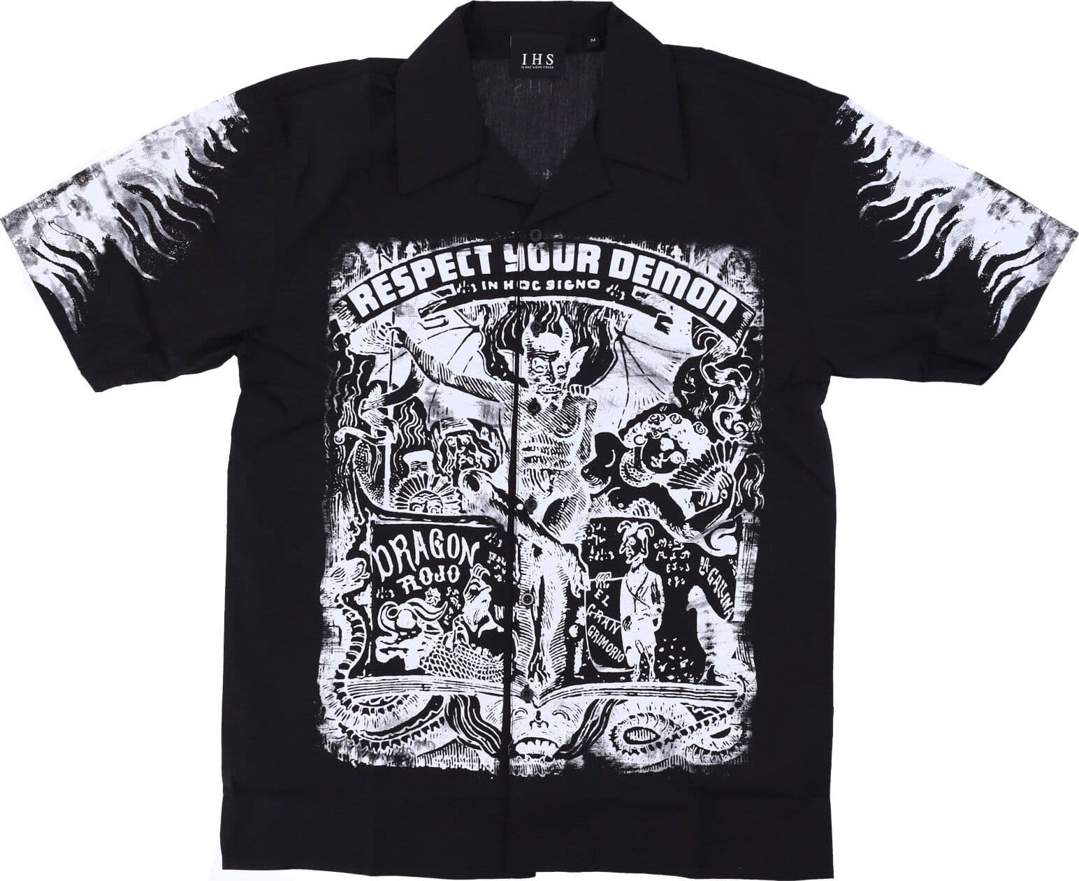 IHS Camicia Manica Corta Uomo Respect Your Demon Bowling Shirt Black