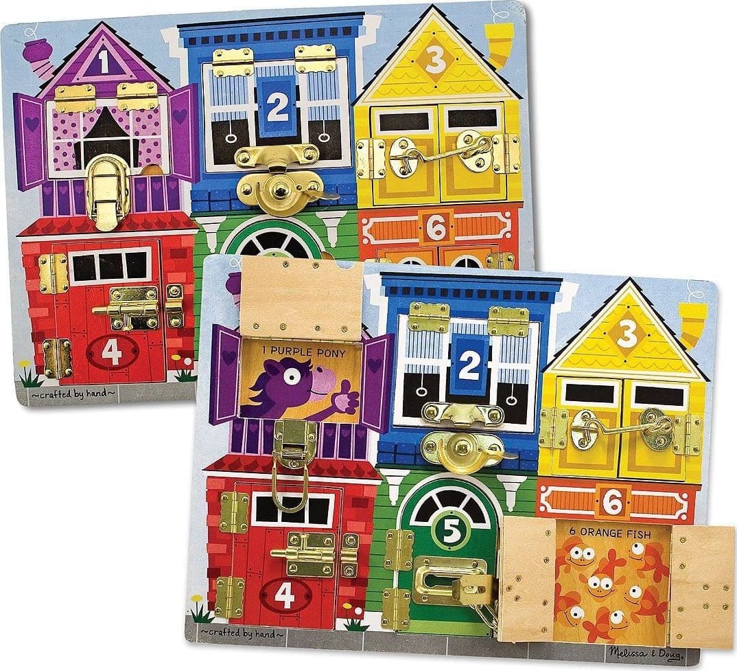 Melissa & Doug - Tavola in legno con serrature e catenacci in Giochi di società Centro Bimbo - Siderno, commercioVirtuoso.it