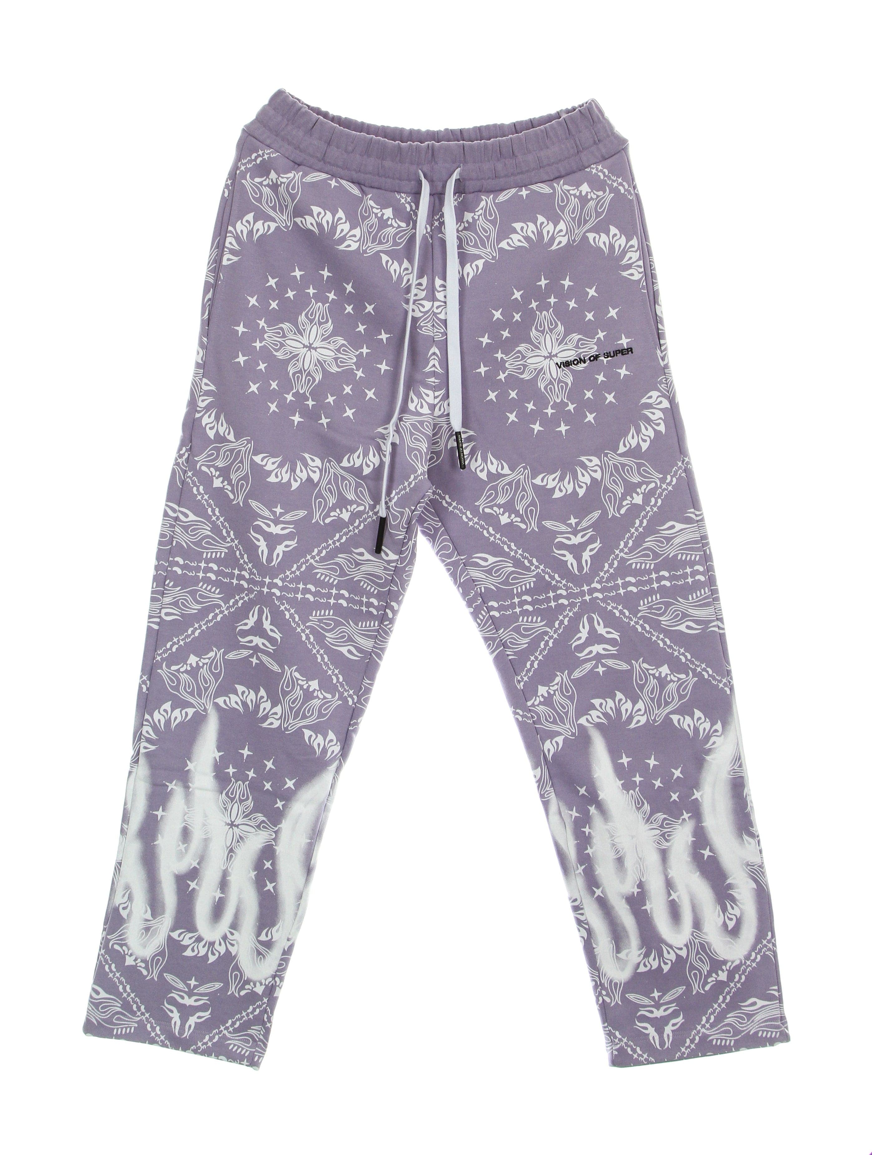 VISION OF SUPER Pantalone Tuta Leggero Uomo Bandana Print Pants Lilac da uomo in Pantaloni sportivi Drestige - Casamassima, commercioVirtuoso.it