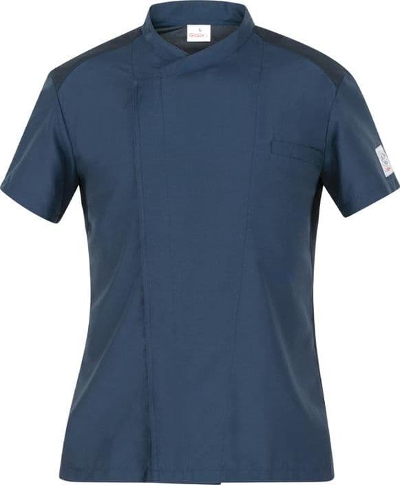Giacca Liam Blu Casacca Cuoco Manica Corta Microfibra No Stiro in Giacche da chef Dresswork - Como, commercioVirtuoso.it