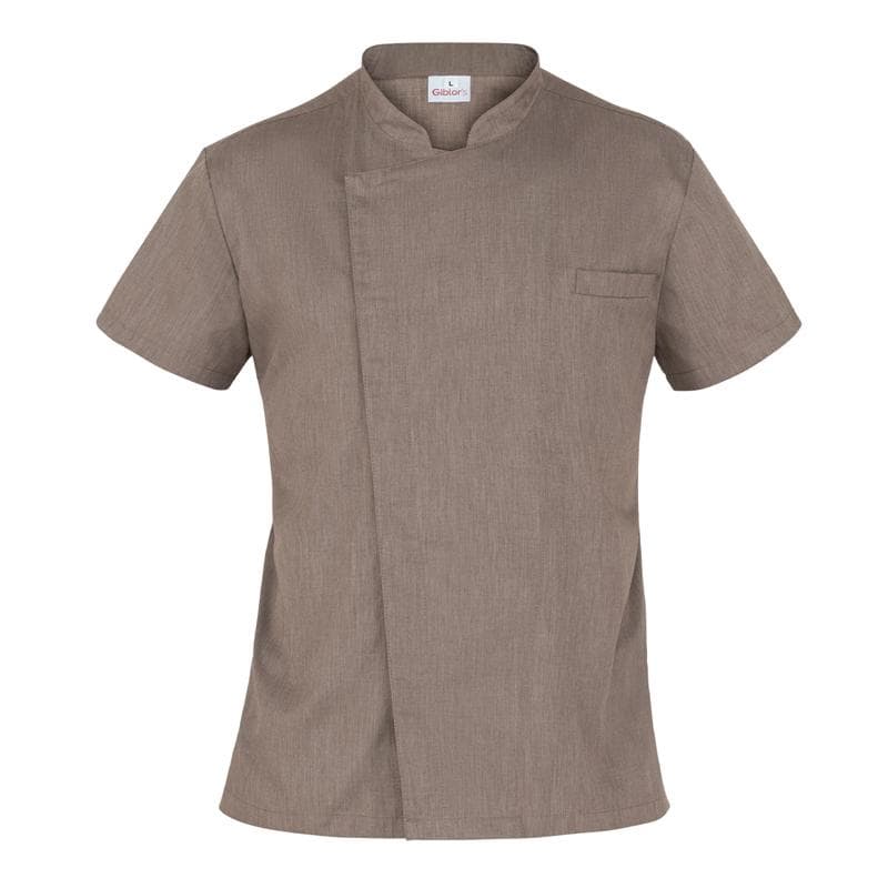 Giacca Federico Tortora Melange Casacca Cuoco Manica Corta Leggera in Giacche da chef Dresswork - Como, commercioVirtuoso.it