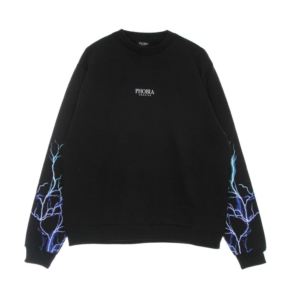PHOBIA Felpa Leggera Girocollo Uomo Lightning Crewneck Black/blue/lightblue