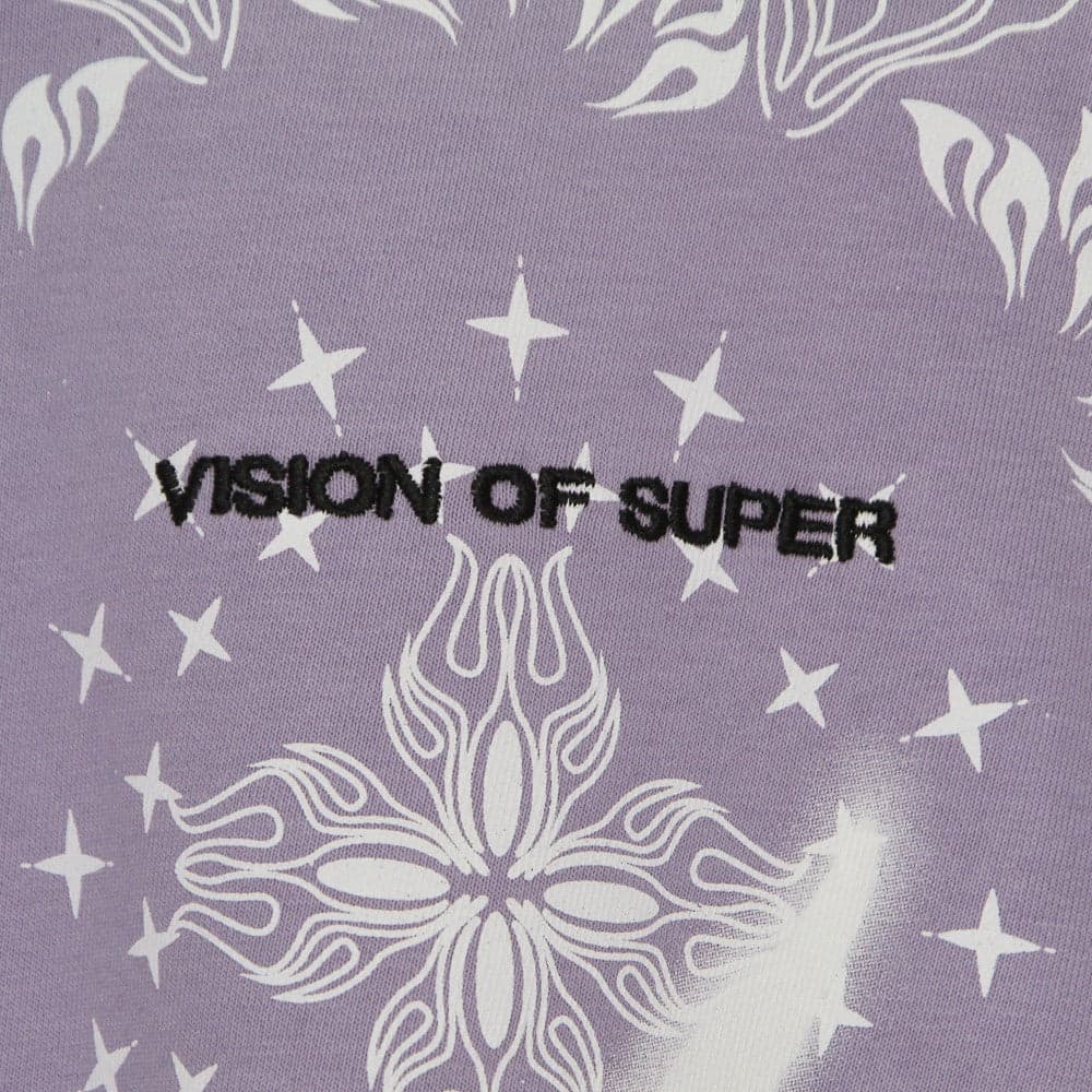 VISION OF SUPER Felpa Leggera Girocollo Corta Donna Crop Hoodie Spray Flames Lilac/white da donna in Felpe con cappuccio Drestige - Casamassima, commercioVirtuoso.it