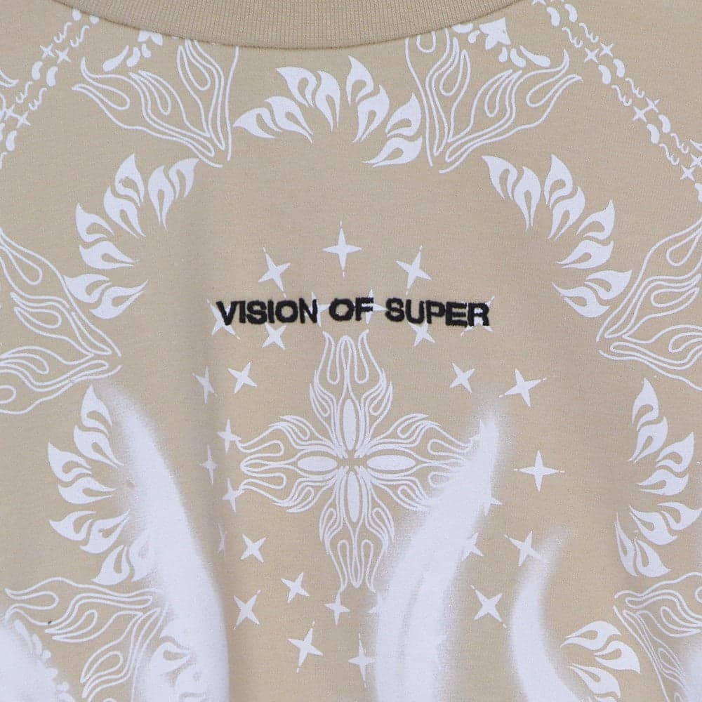 VISION OF SUPER Felpa Leggera Girocollo Corta Donna Crop Bandana Print Beige da donna in Felpe con cappuccio Drestige - Casamassima, commercioVirtuoso.it