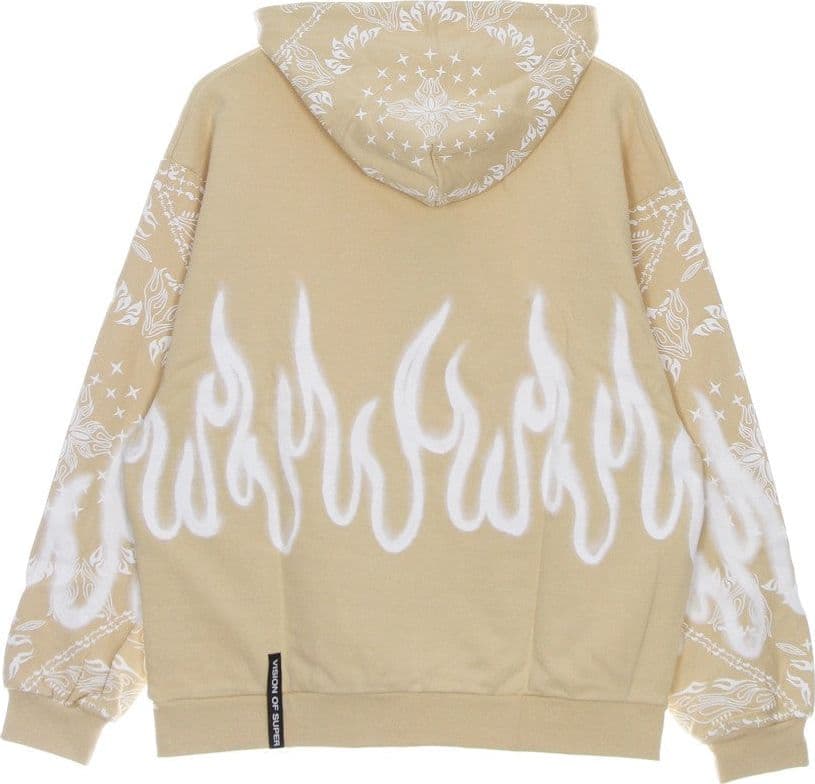 VISION OF SUPER Felpa Leggera Cappuccio Uomo Bandana Print Hoodie Beige da uomo in Felpe con cappuccio Drestige - Casamassima, commercioVirtuoso.it
