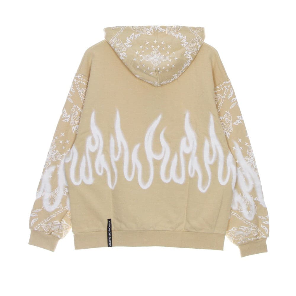 VISION OF SUPER Felpa Leggera Cappuccio Uomo Bandana Print Hoodie Beige da uomo in Felpe con cappuccio Drestige - Casamassima, commercioVirtuoso.it