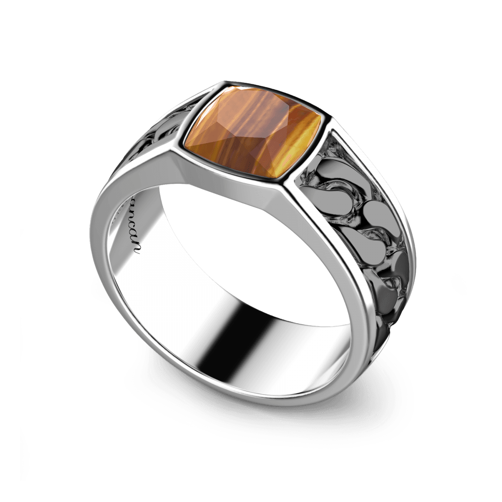 Zancan - Anello in argento bianco e nero con occhio di tigre. in Anelli Alba Gioielli - Casoria, commercioVirtuoso.it