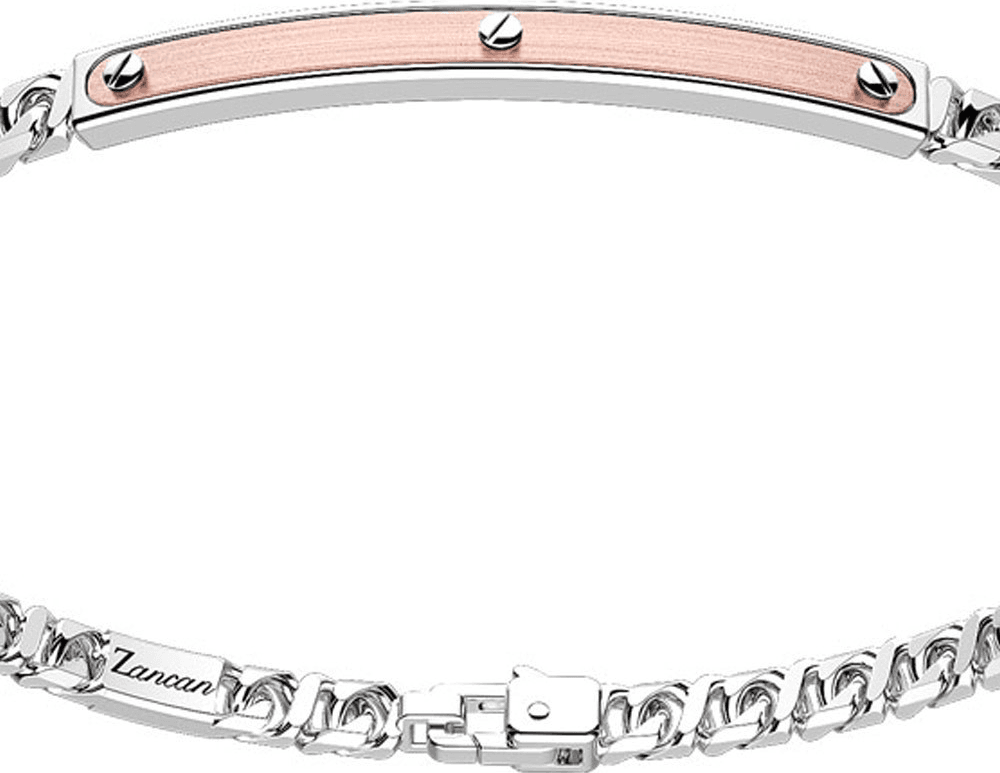 Zancan - Bracciale a grumetta in argento con targa ed inserti in oro rosa. in Bracciali Alba Gioielli - Casoria, commercioVirtuoso.it