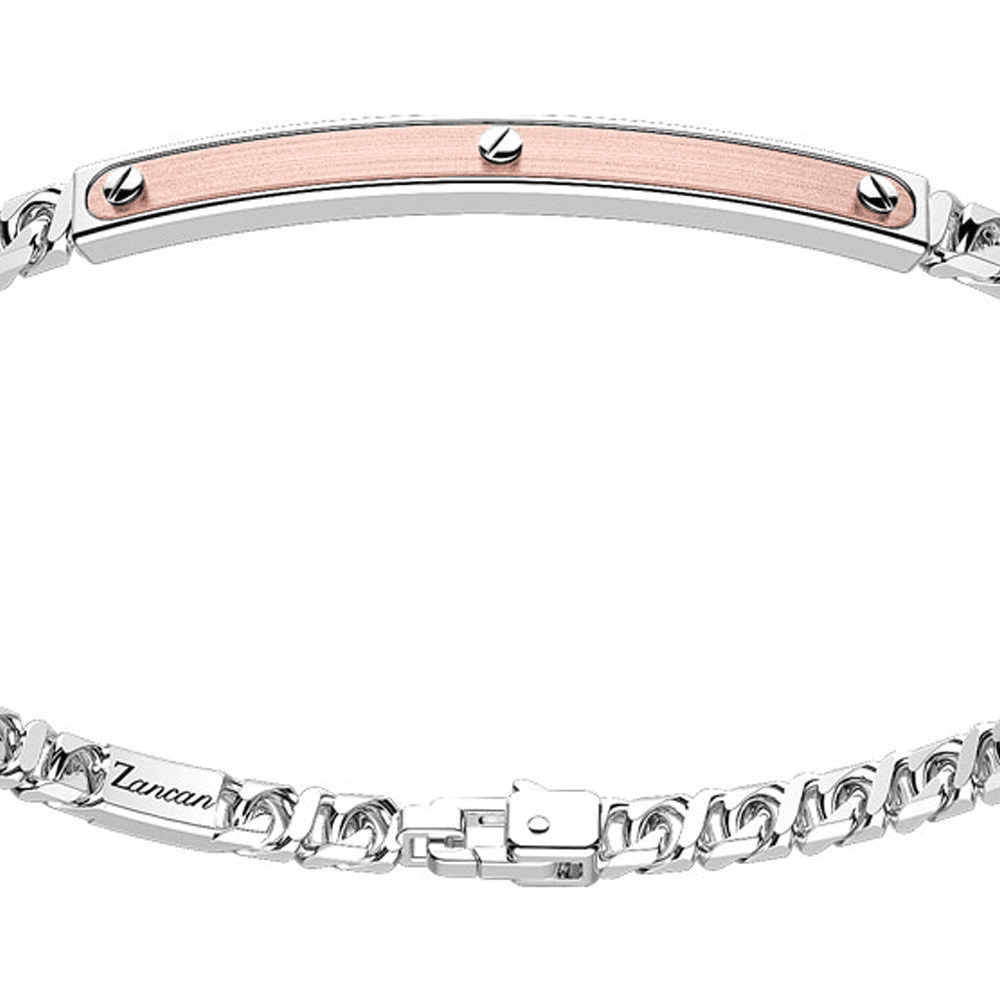 Zancan - Bracciale a grumetta in argento con targa ed inserti in oro rosa. in Bracciali Alba Gioielli - Casoria, commercioVirtuoso.it