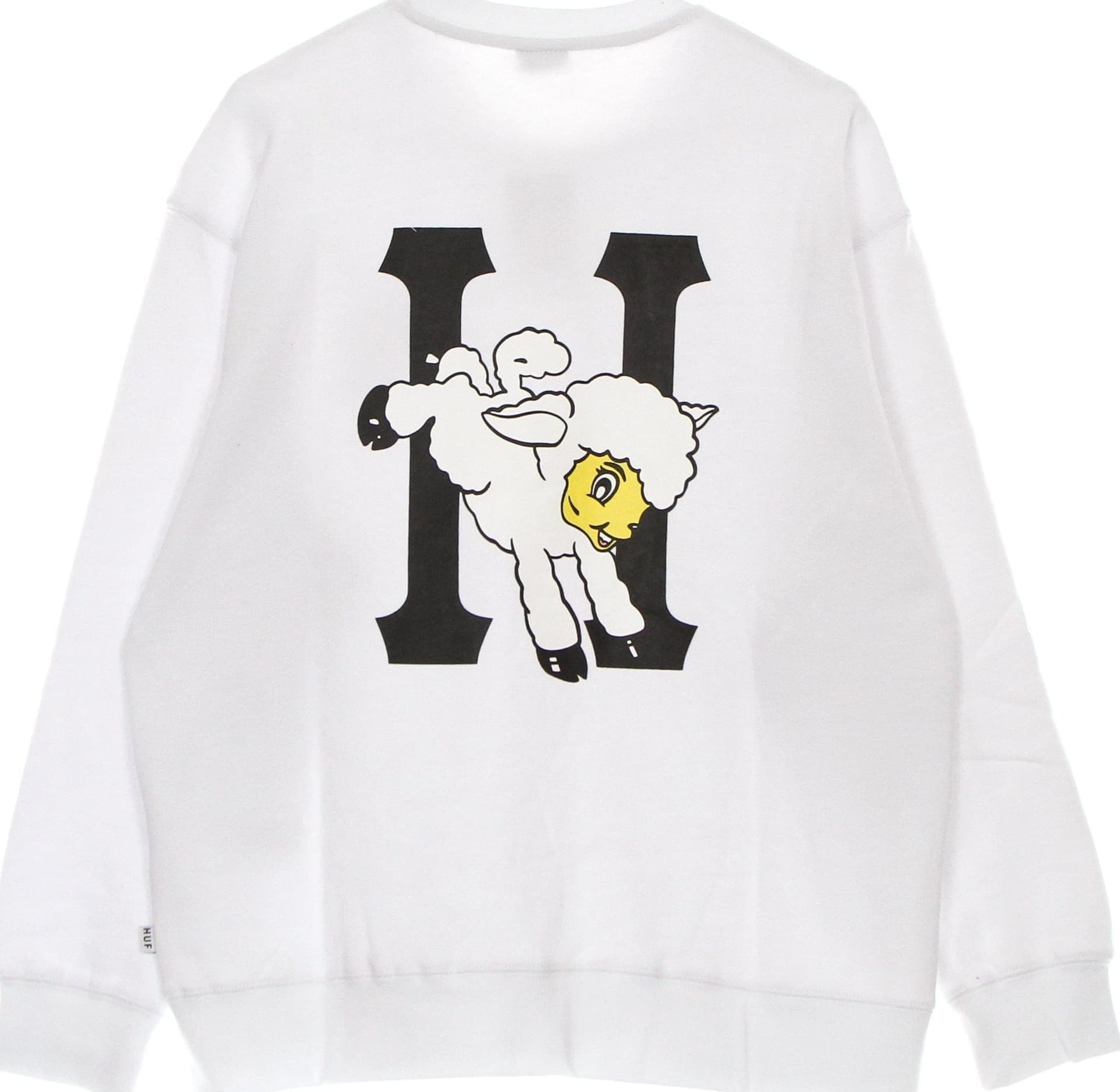 HUF Felpa Girocollo Donna Flocked Classic H Crew White
